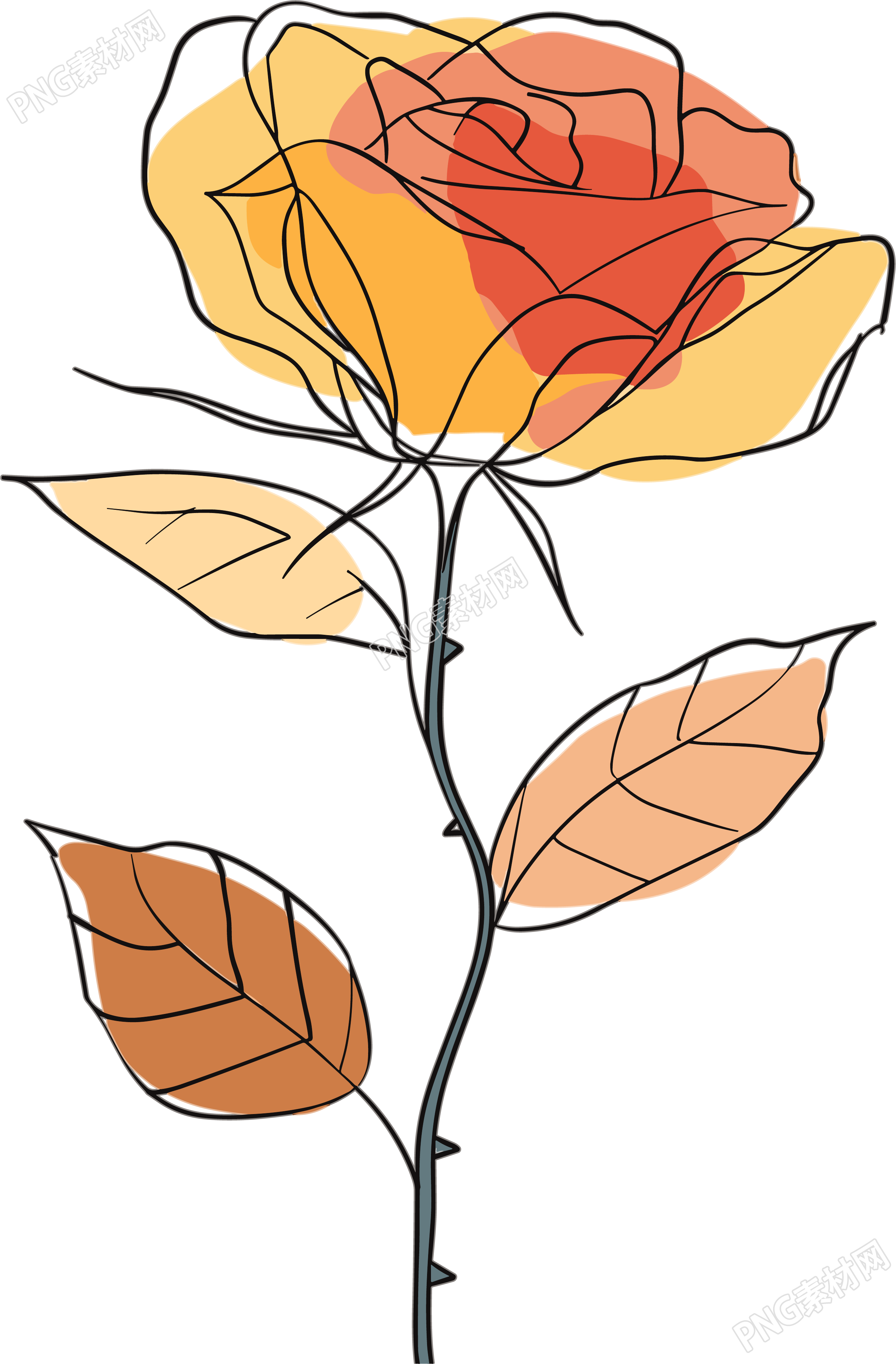 抽象植物极简插画