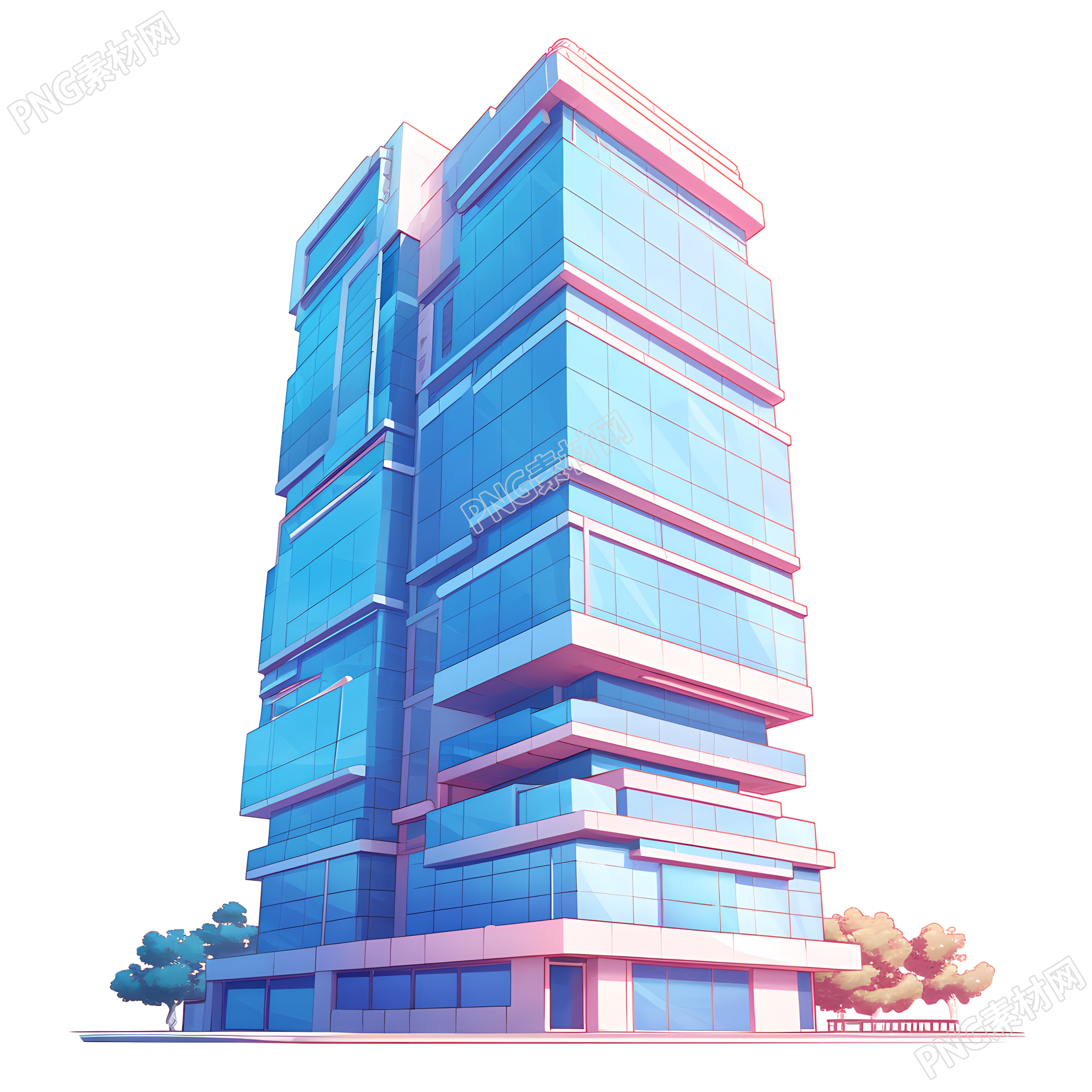 3D摩天大楼透明背景素材