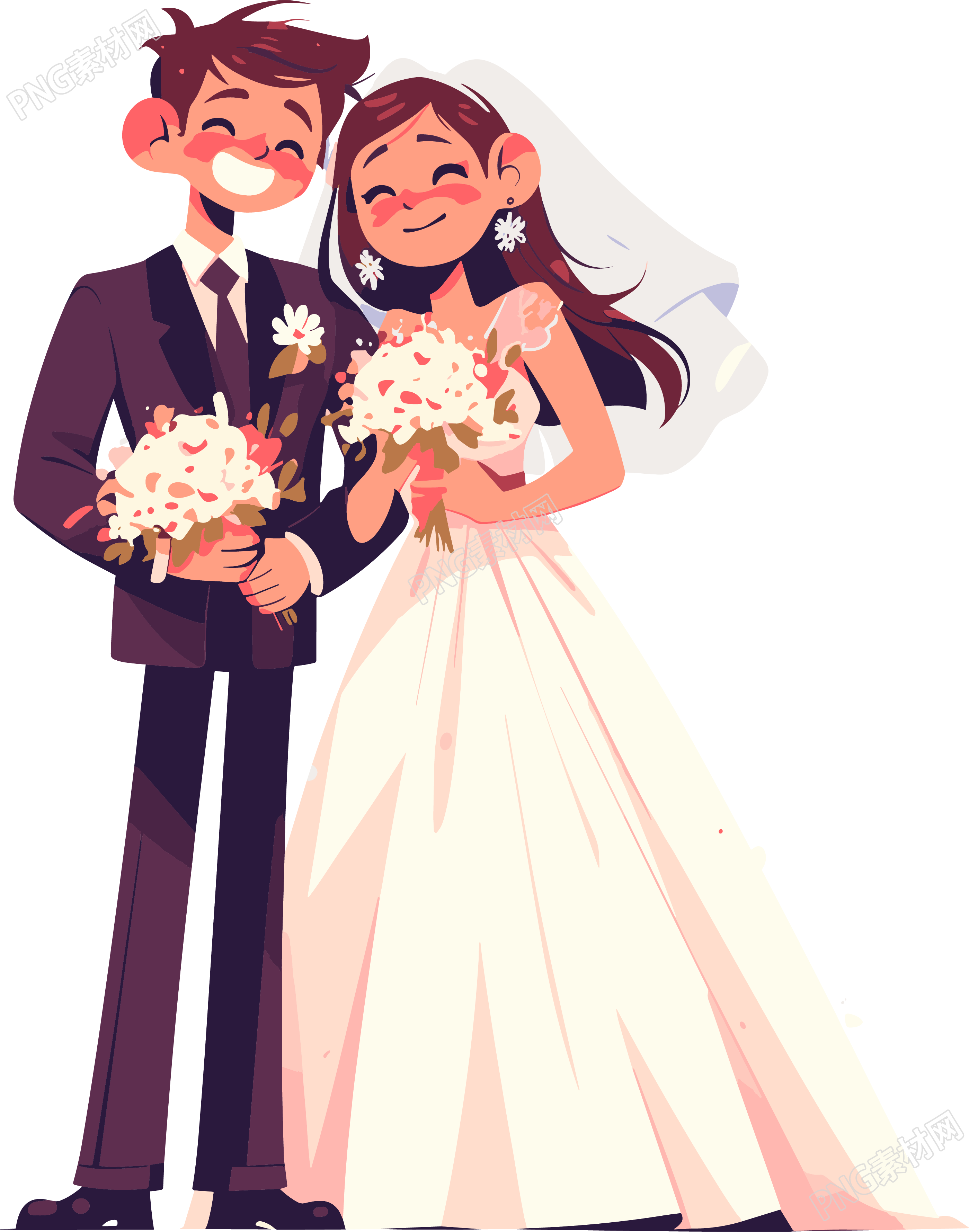新婚夫妇创意插画