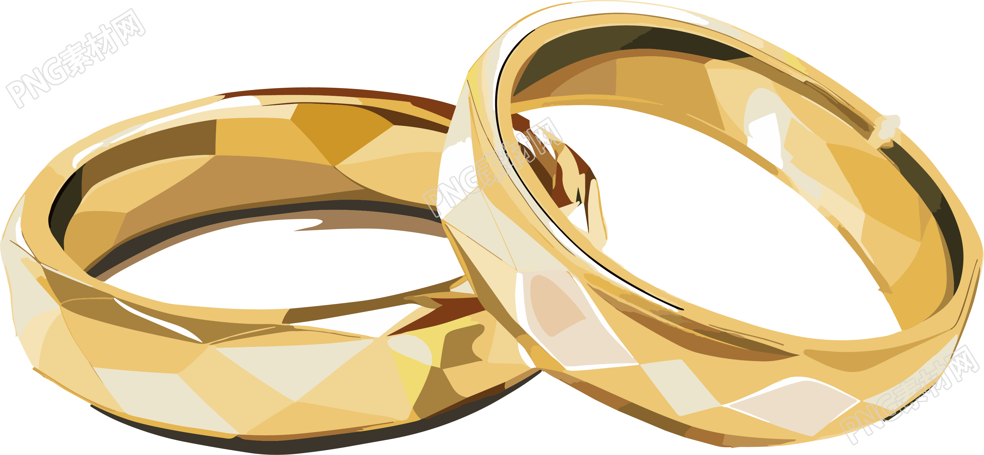 结婚婚礼黄金戒指插画