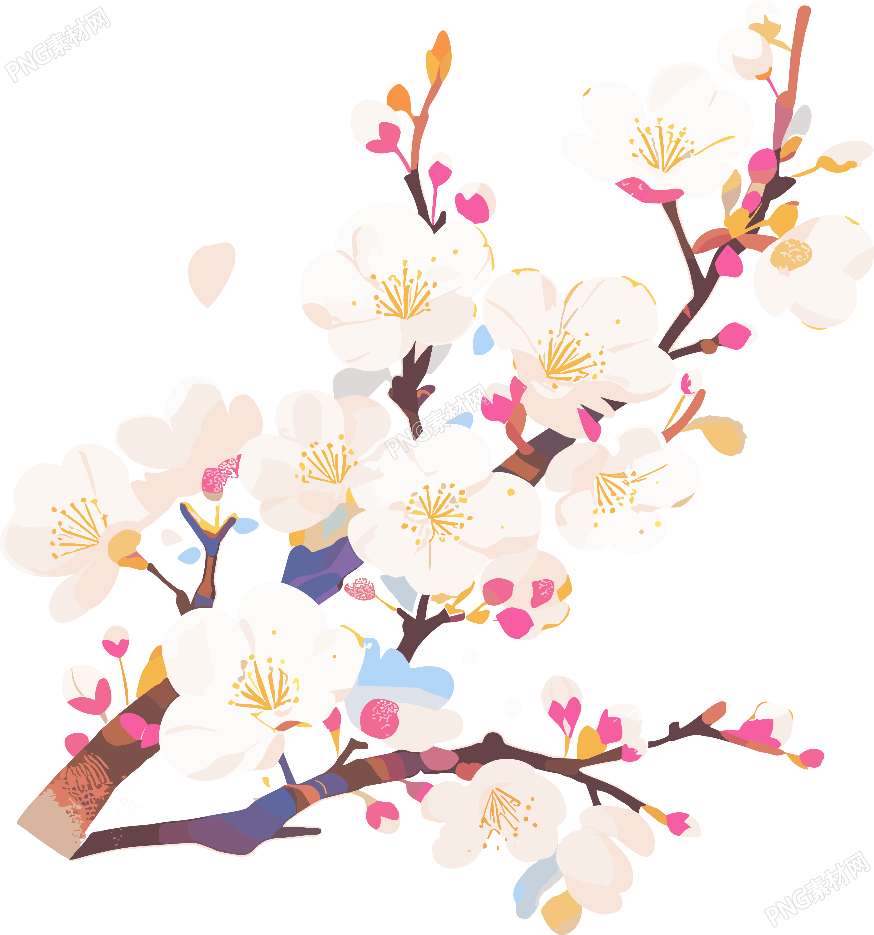 白色樱花创意设计元素
