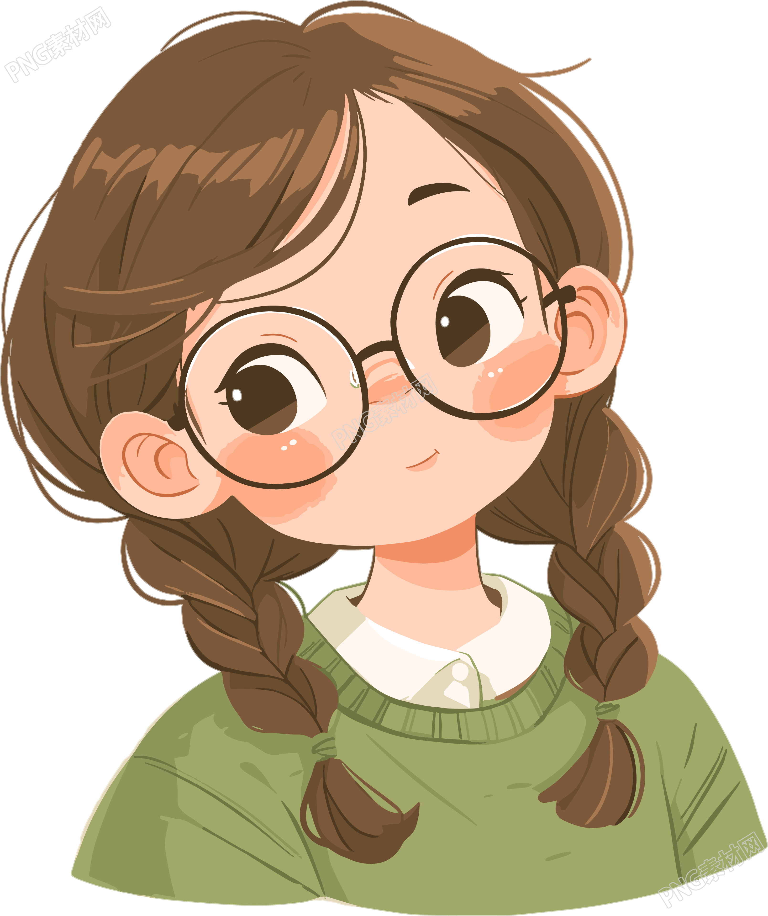 近视学生精致插画