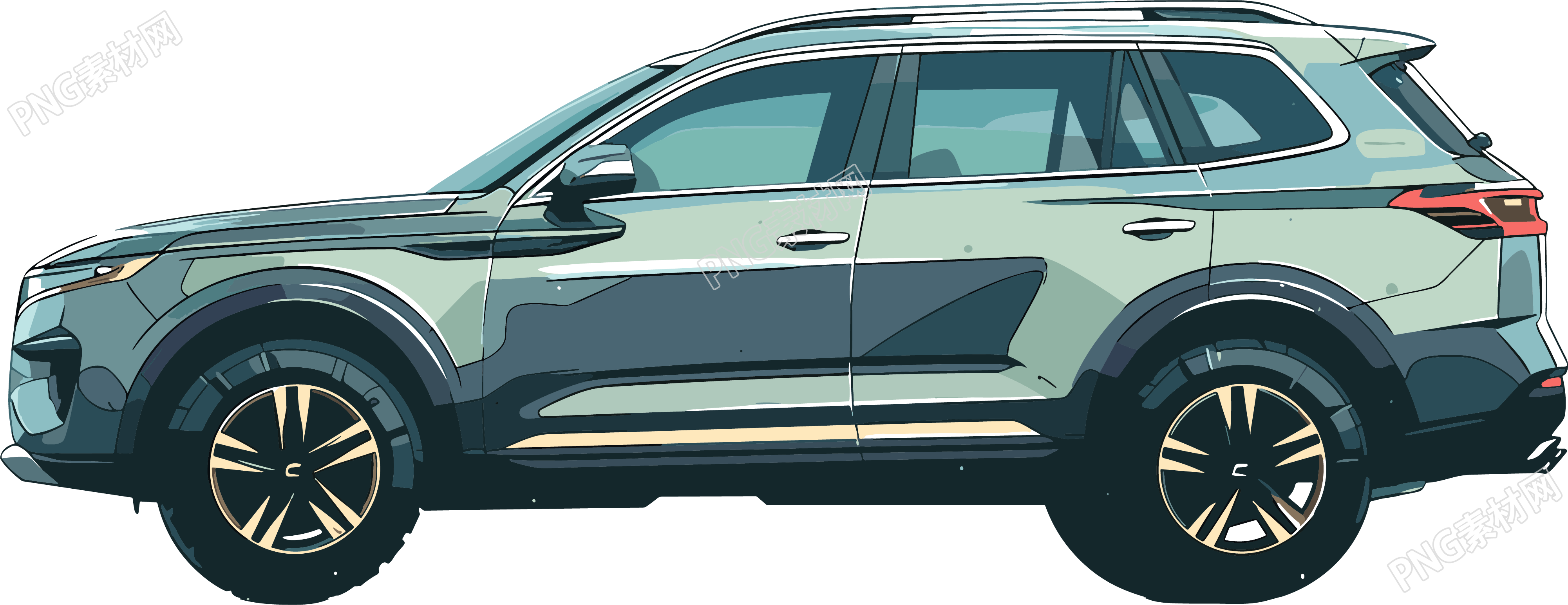 小轎車透明背景插畫