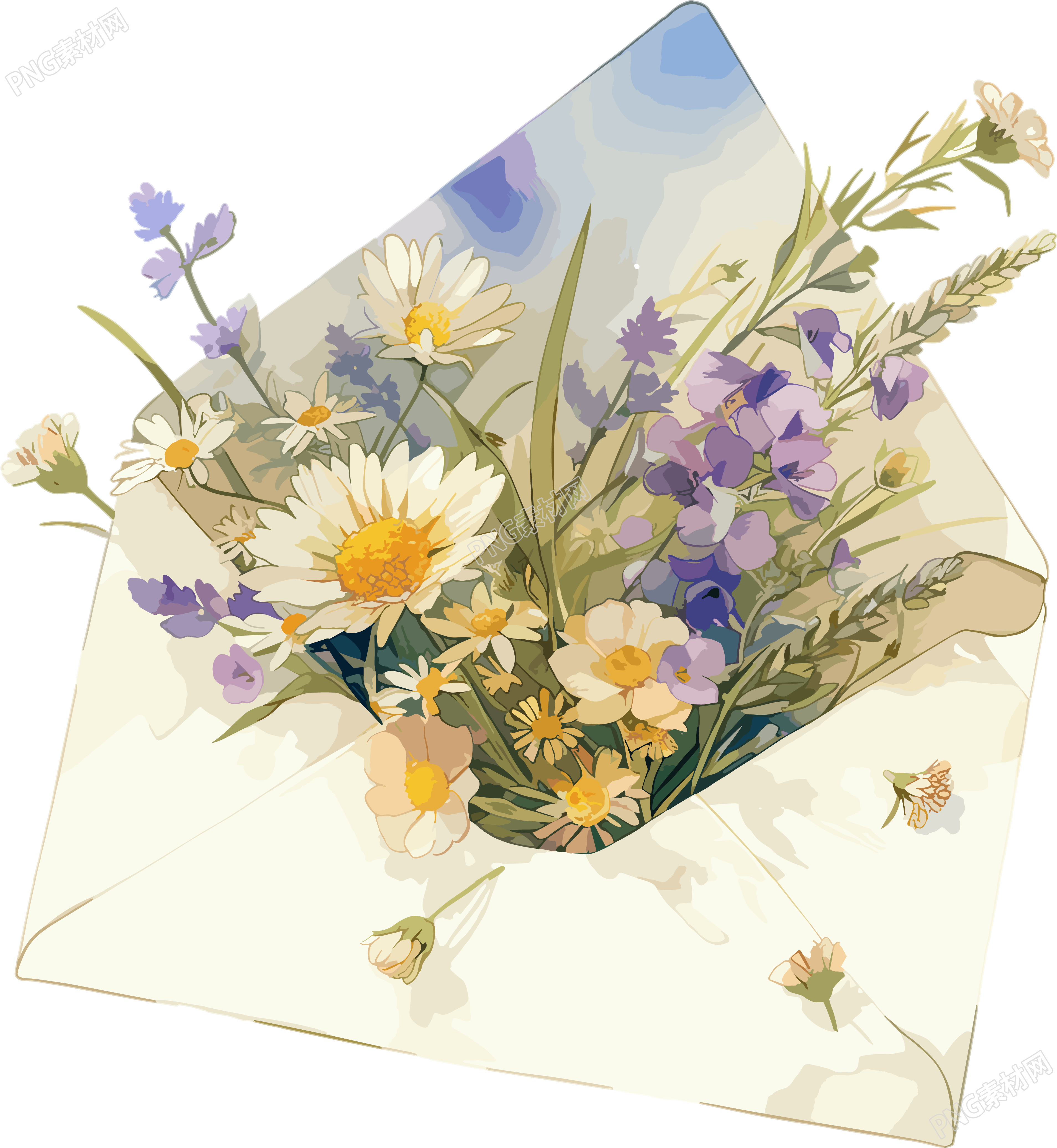 鲜花贺卡透明背景素材