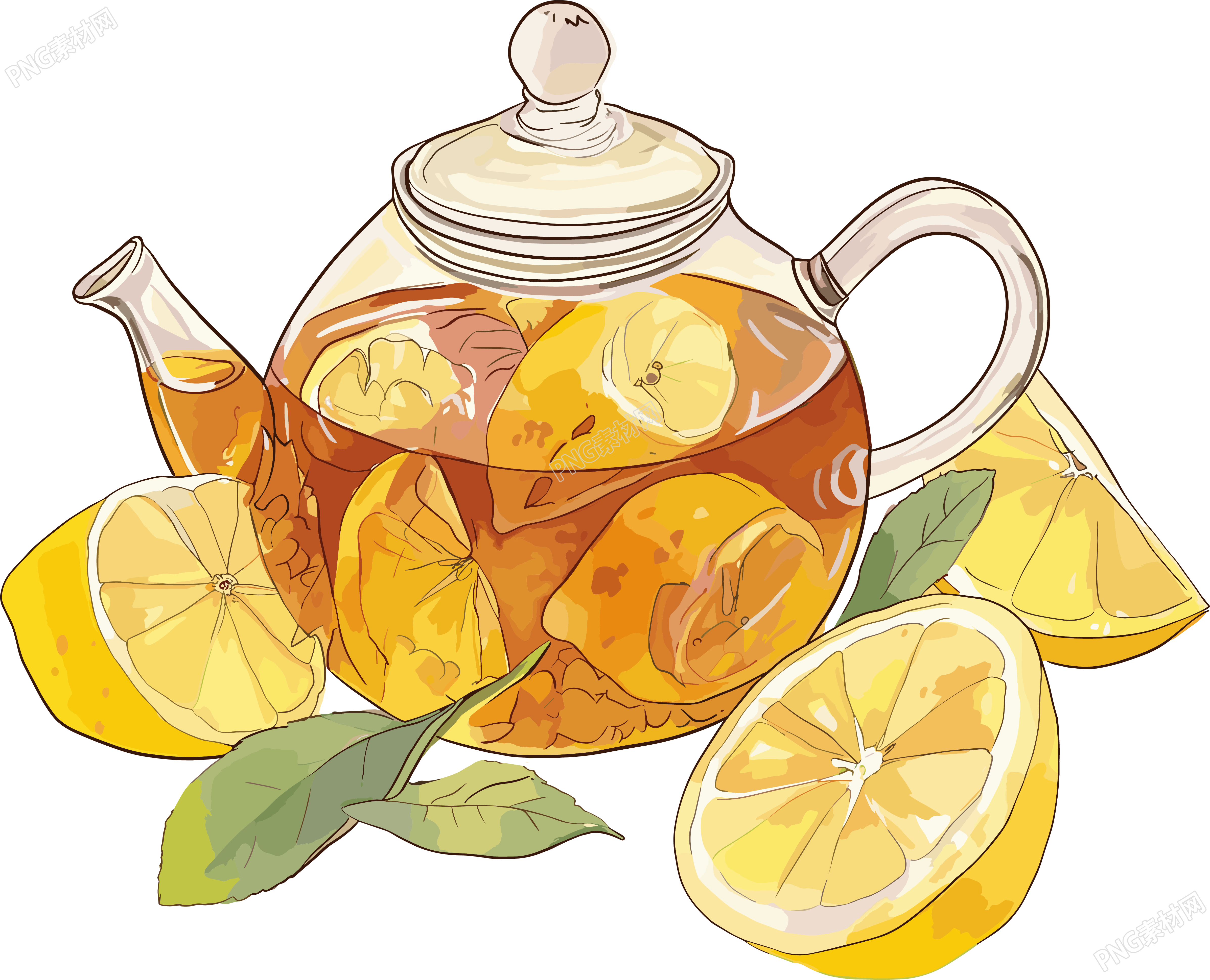 柠檬红茶插画设计元素