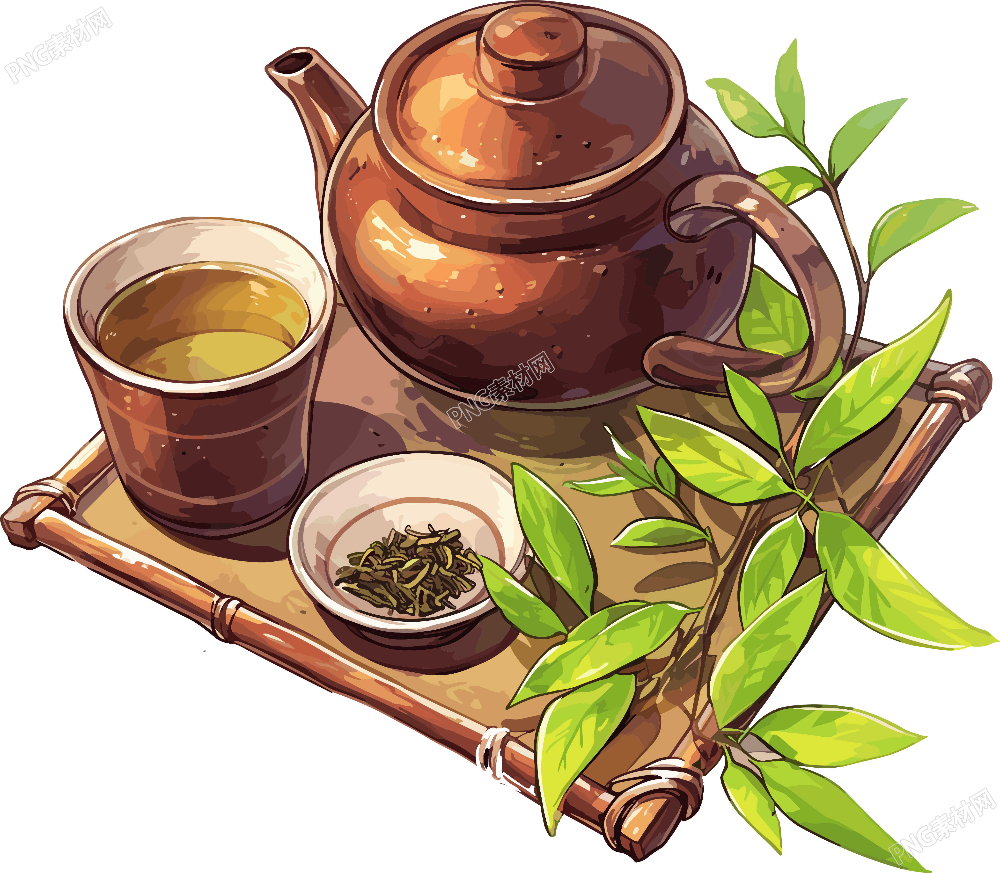 清茶可商用插画