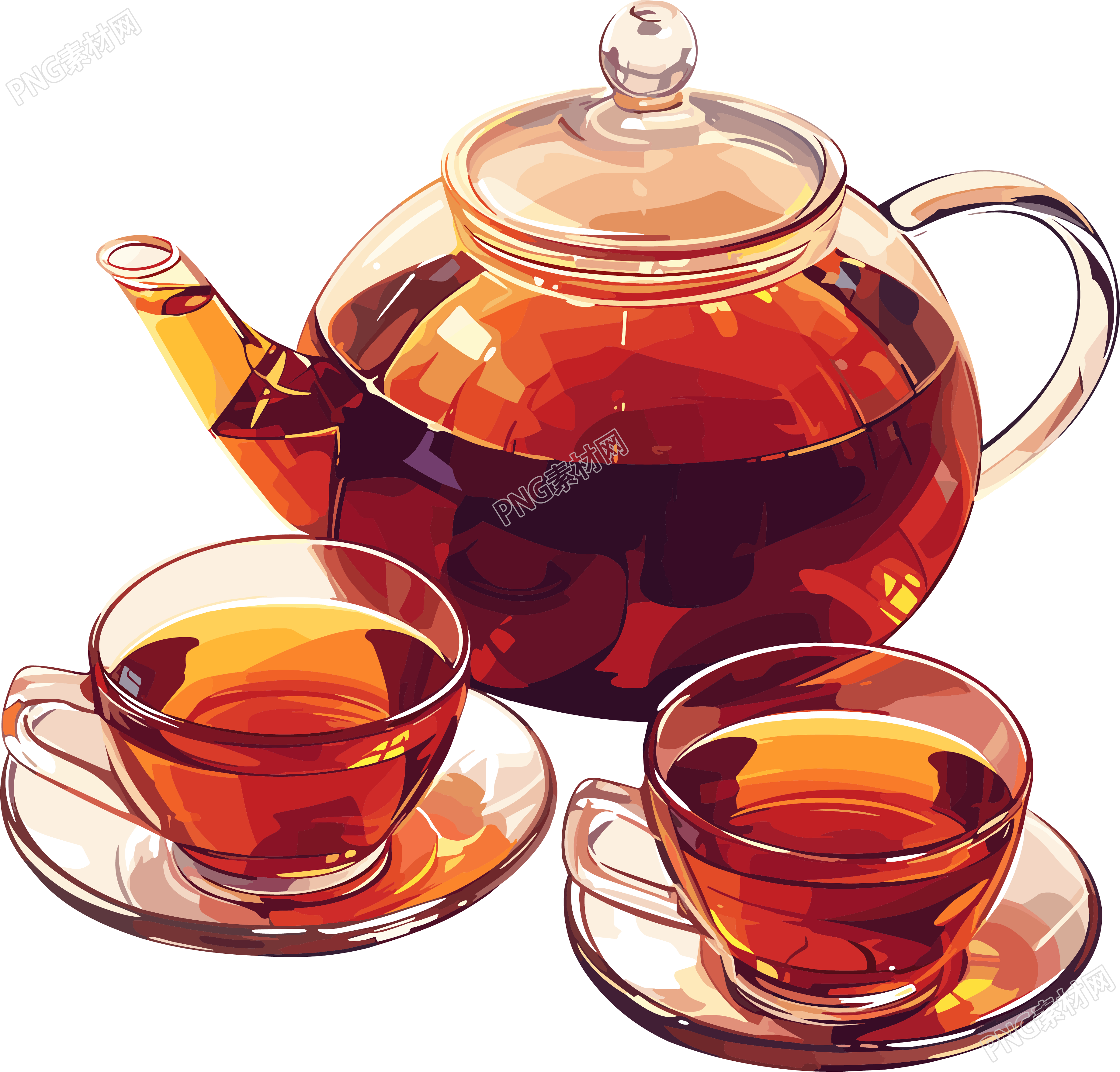 红茶简约扁平插画