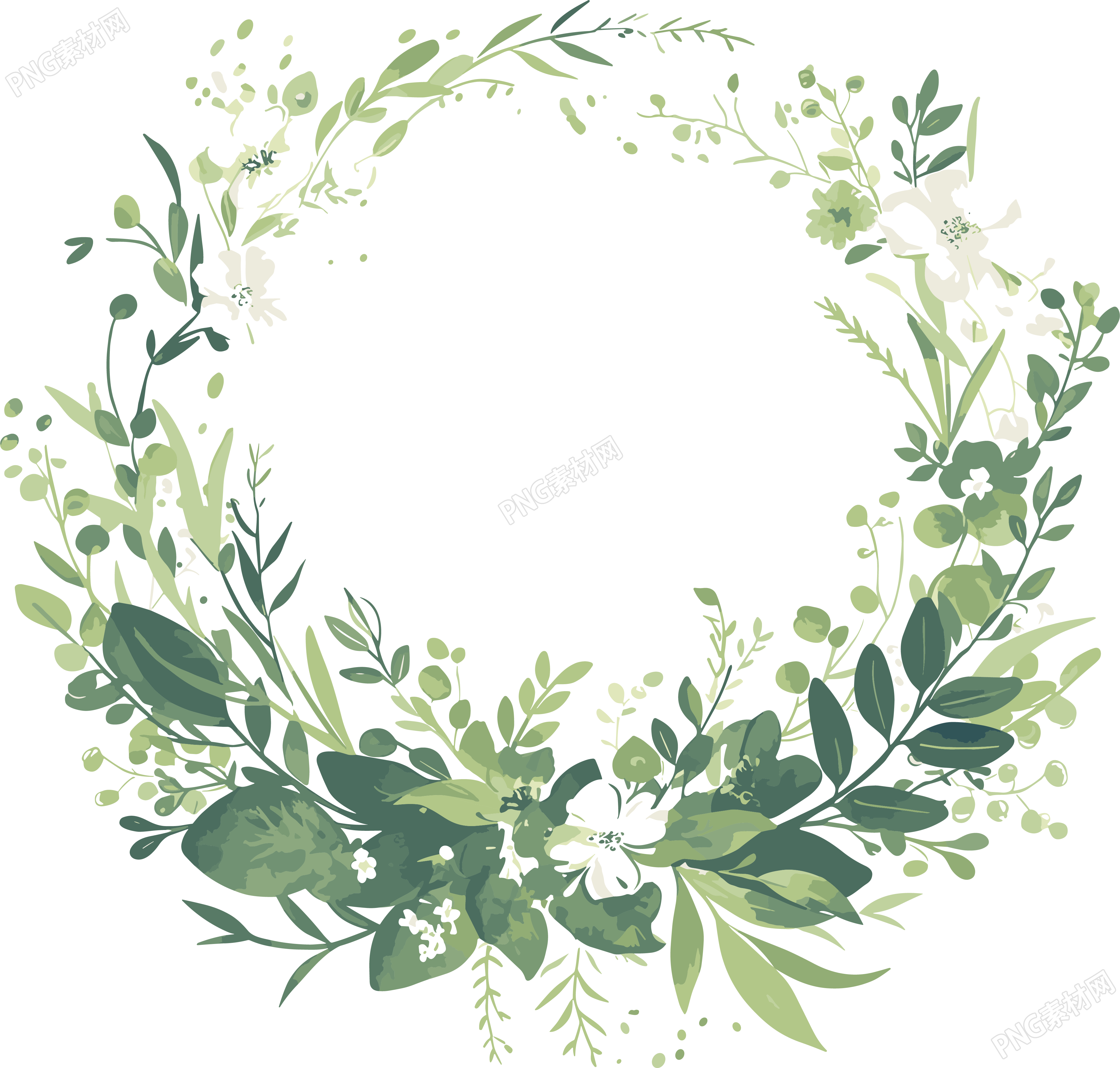 鲜花边框浅绿色插画