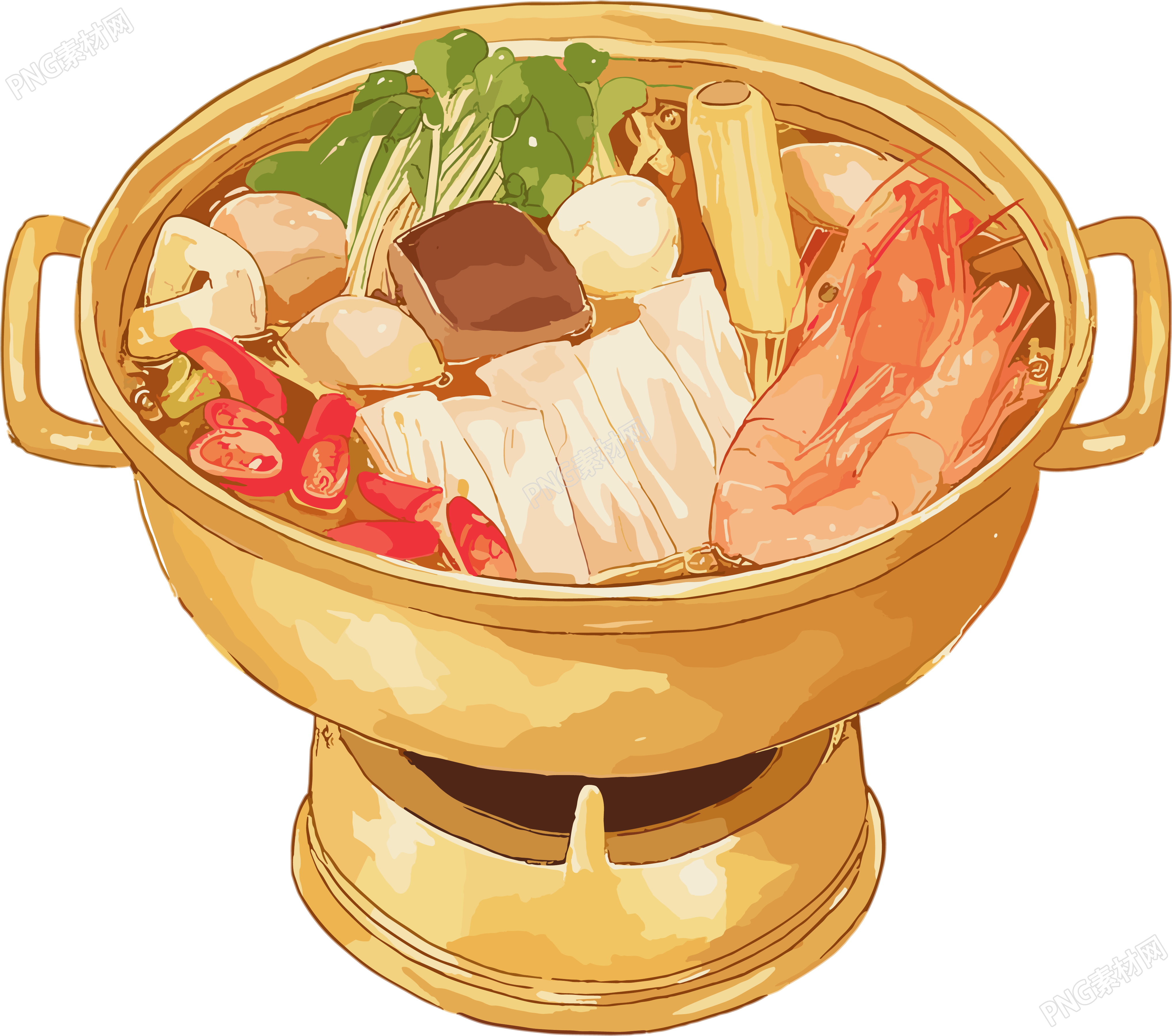铜火锅商用插画