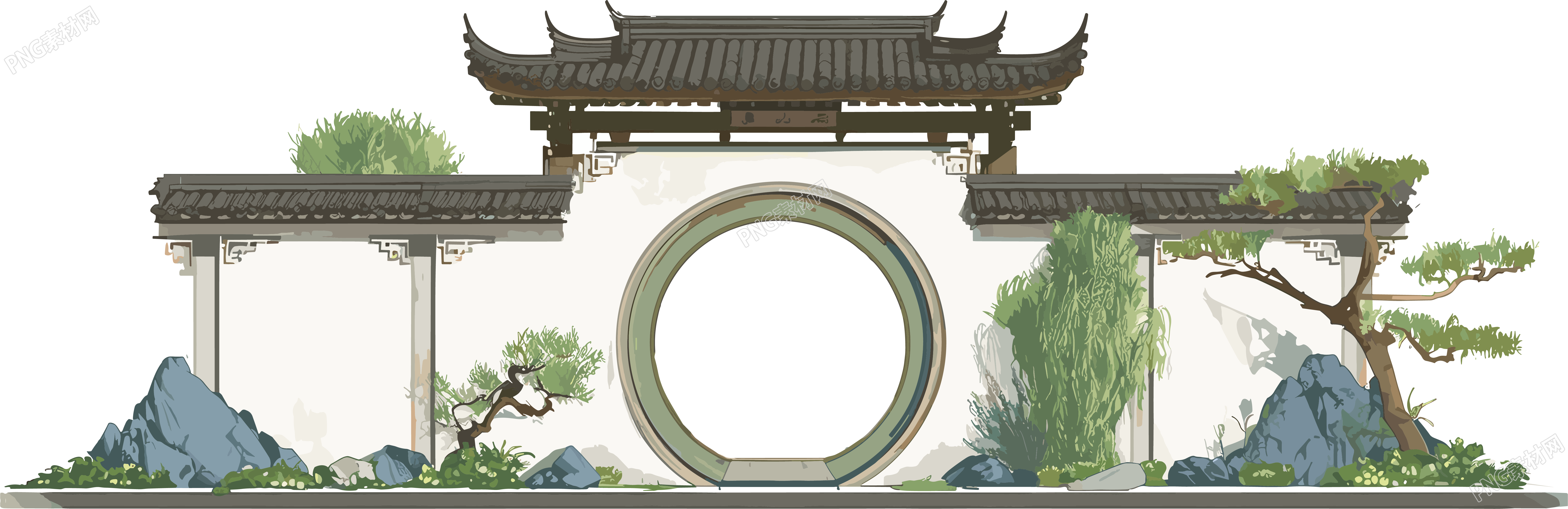 国风建筑可商用插画