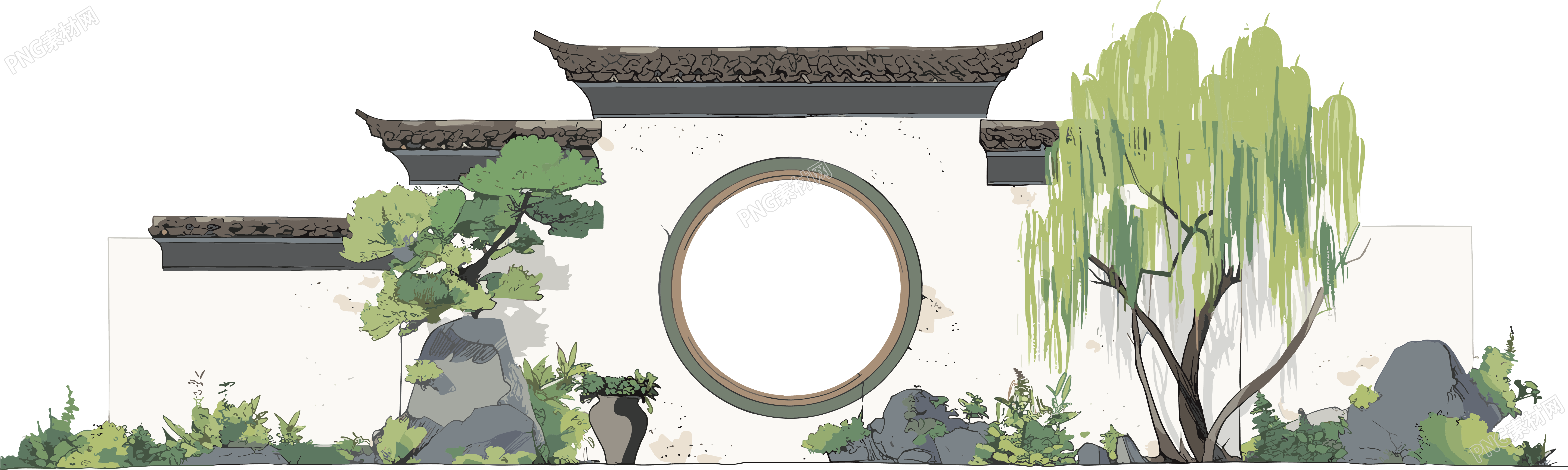 国风建筑插图设计素材
