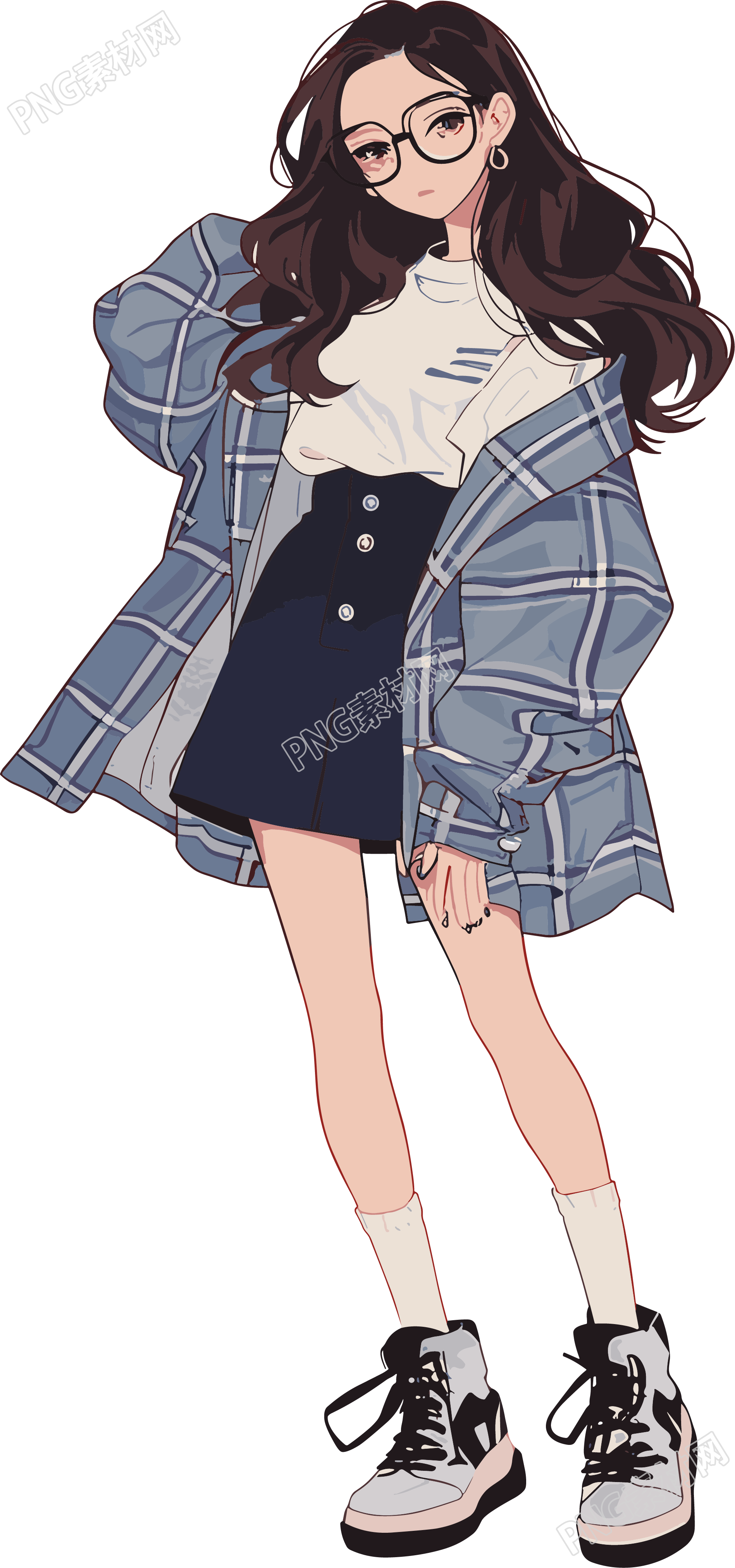 时尚女孩贴纸手账素材