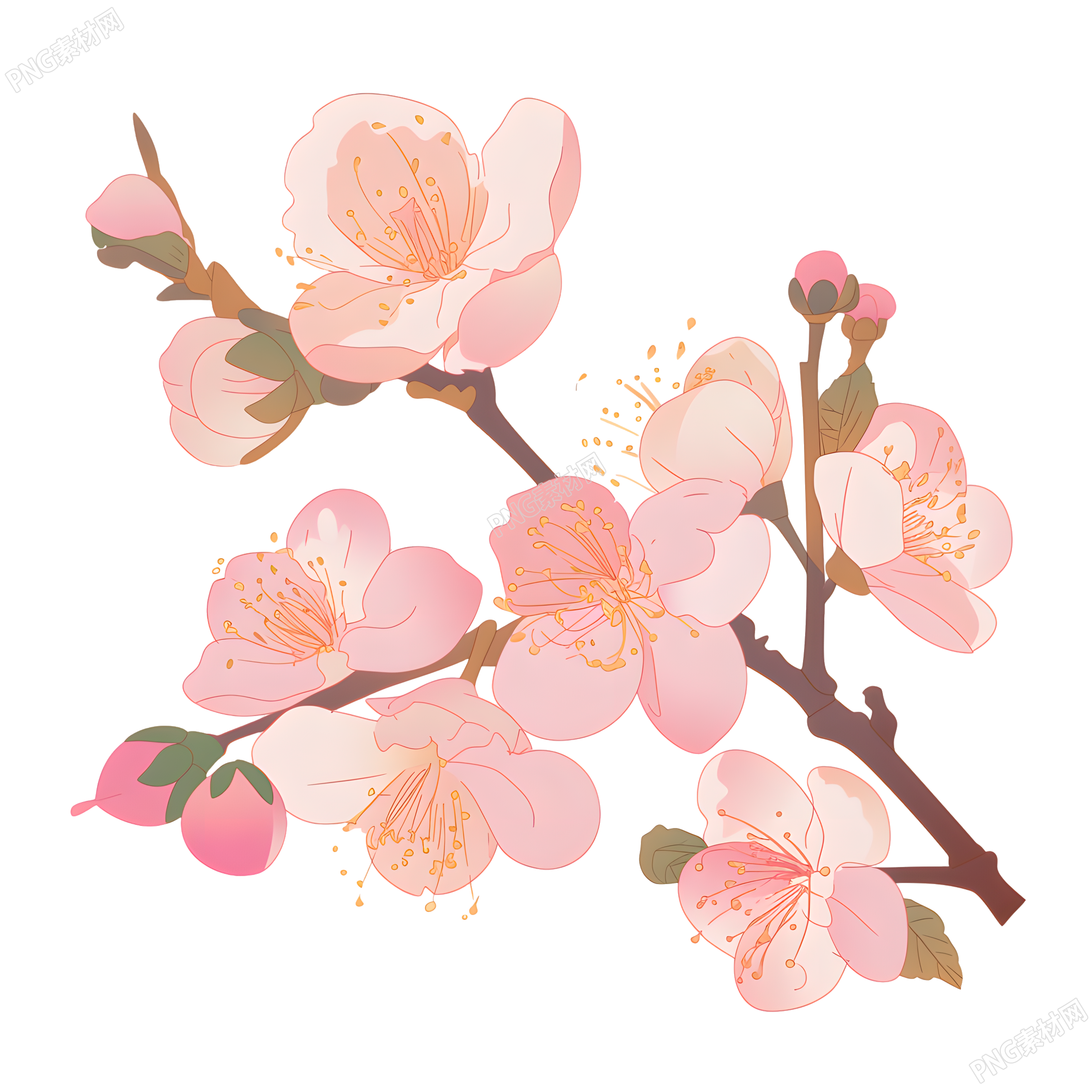 桃花可商用插画