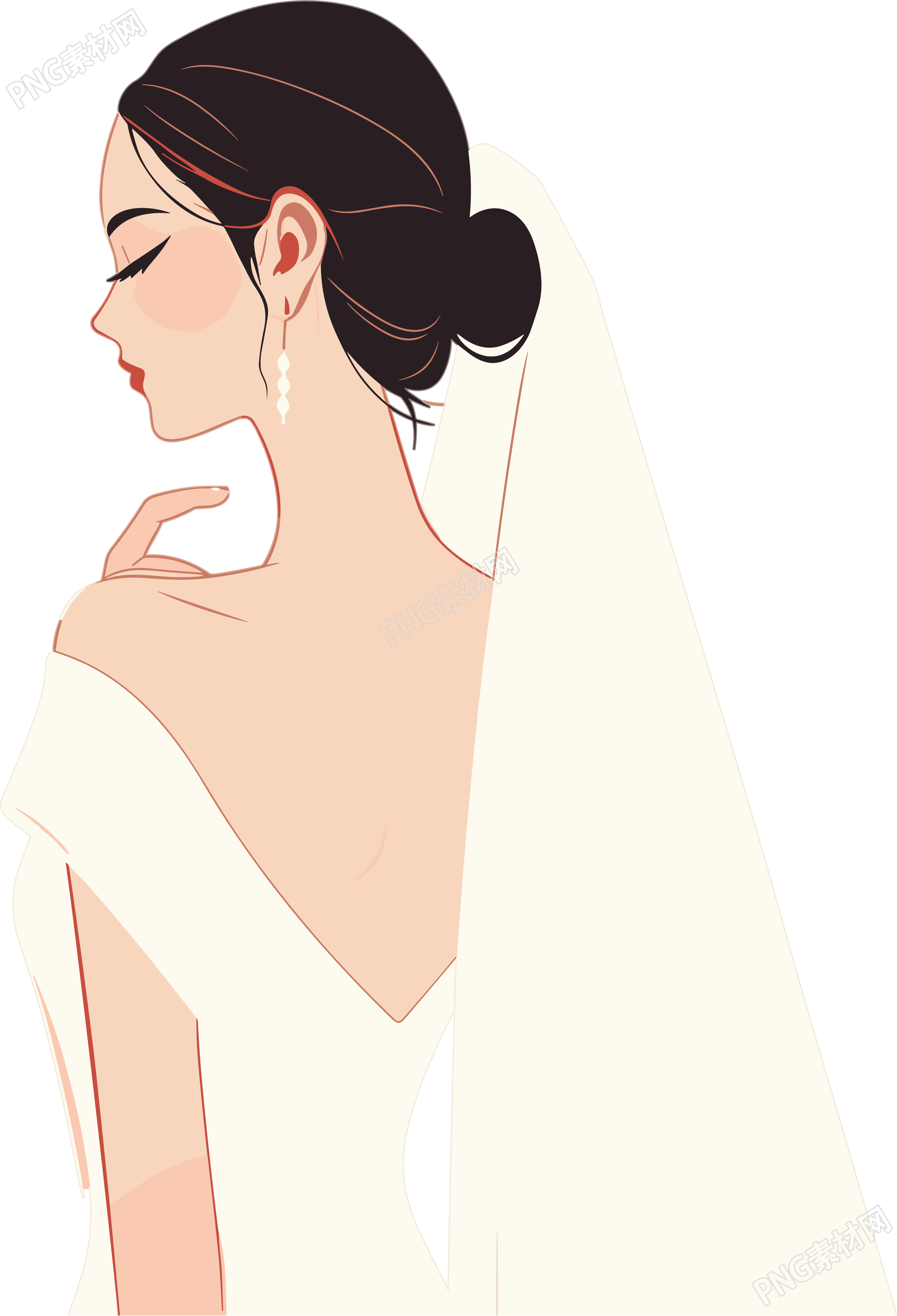简约婚纱PNG插画