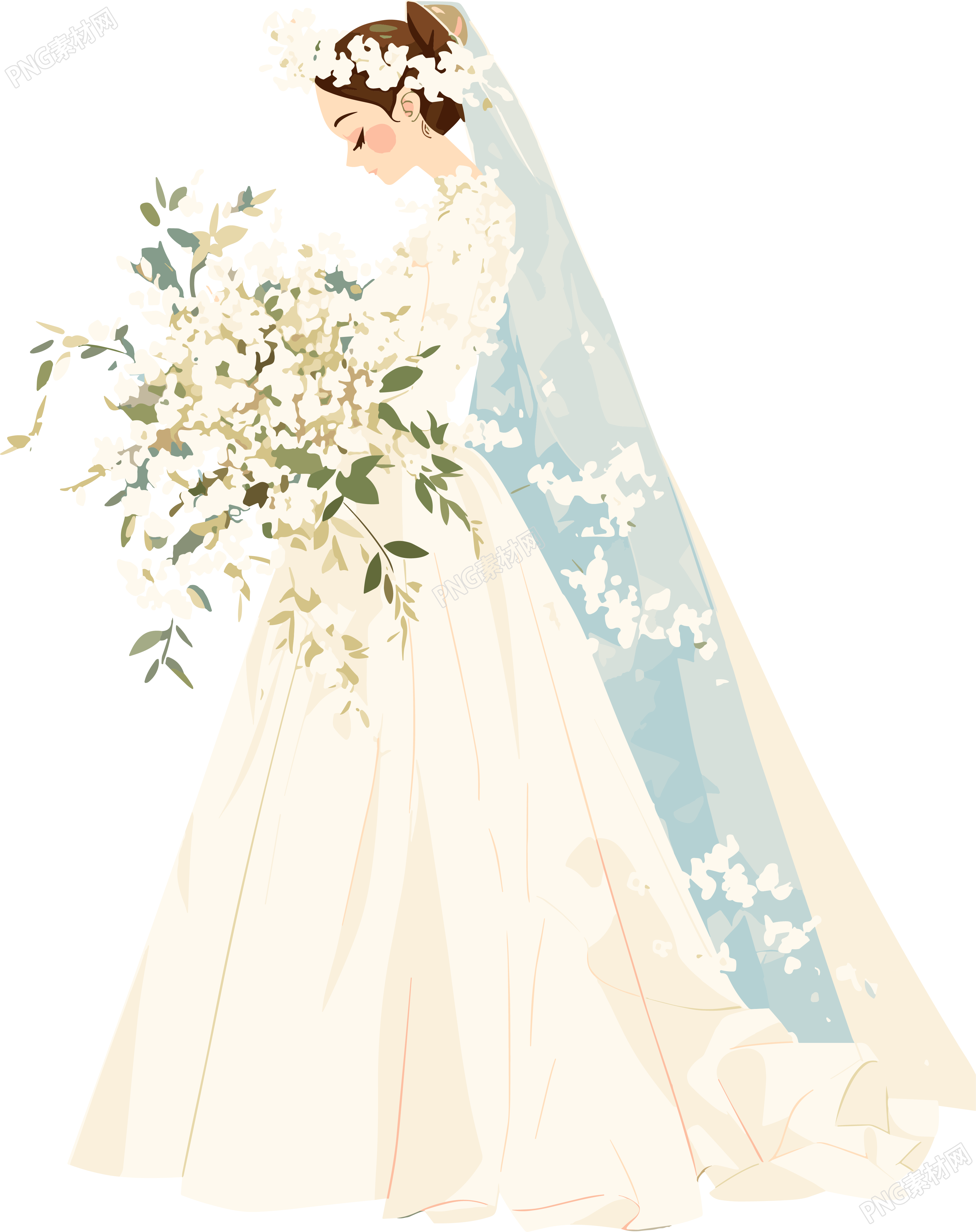 简约婚纱可商用插画