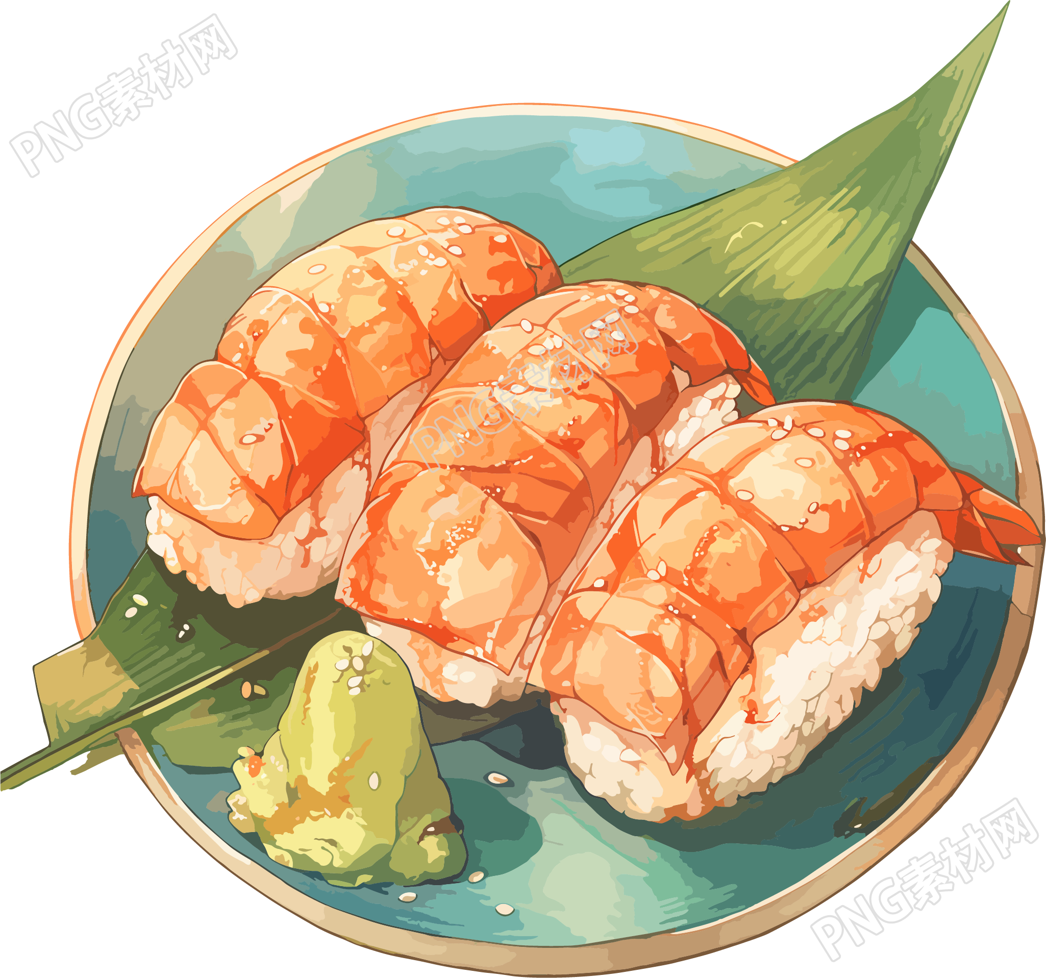 甜虾寿司插画