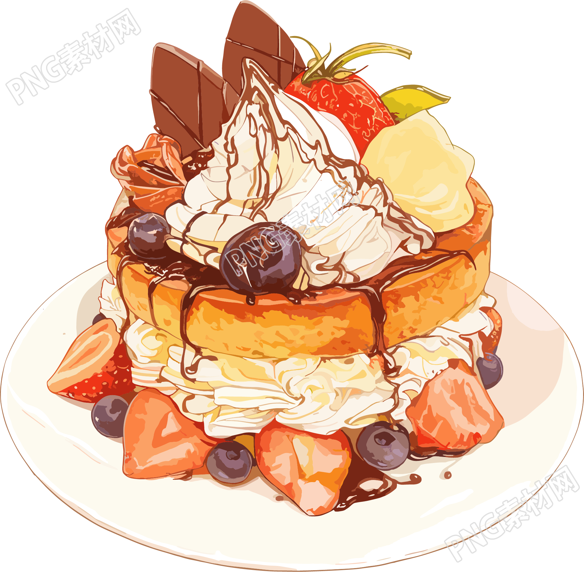 甜点奶油蛋糕PNG插画