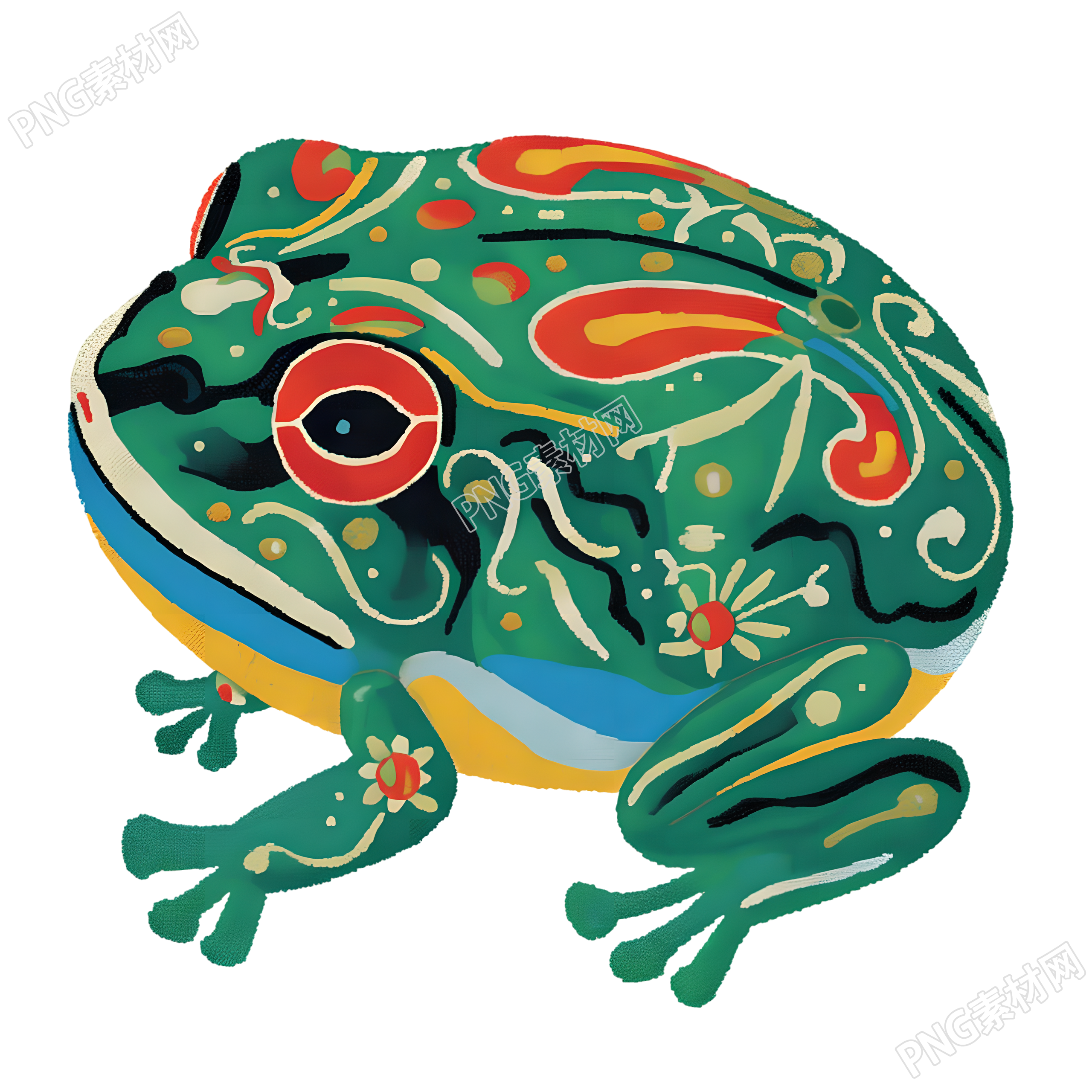 青蛙玩具复古插图