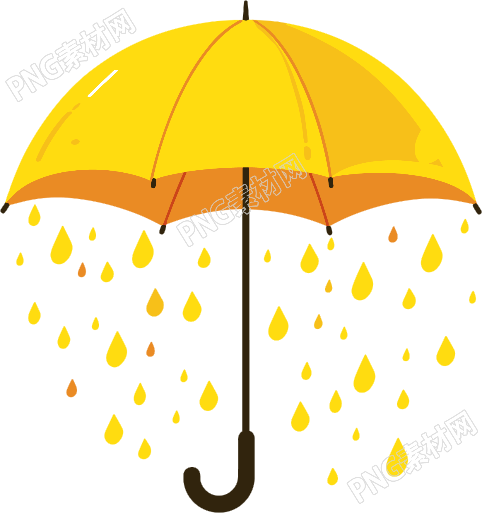 暴雨天气黄色雨伞插画