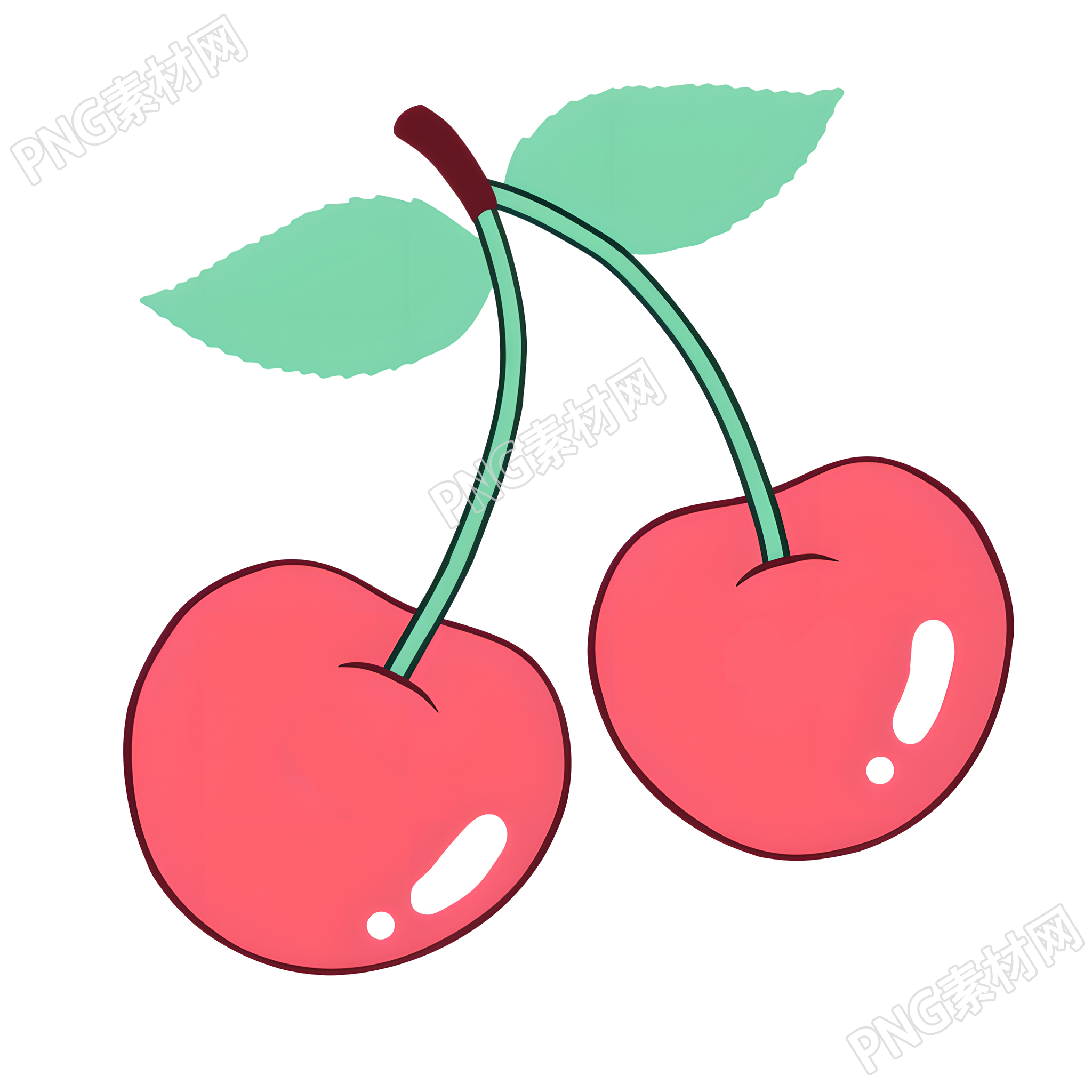 粉色樱桃甜酷平面插画