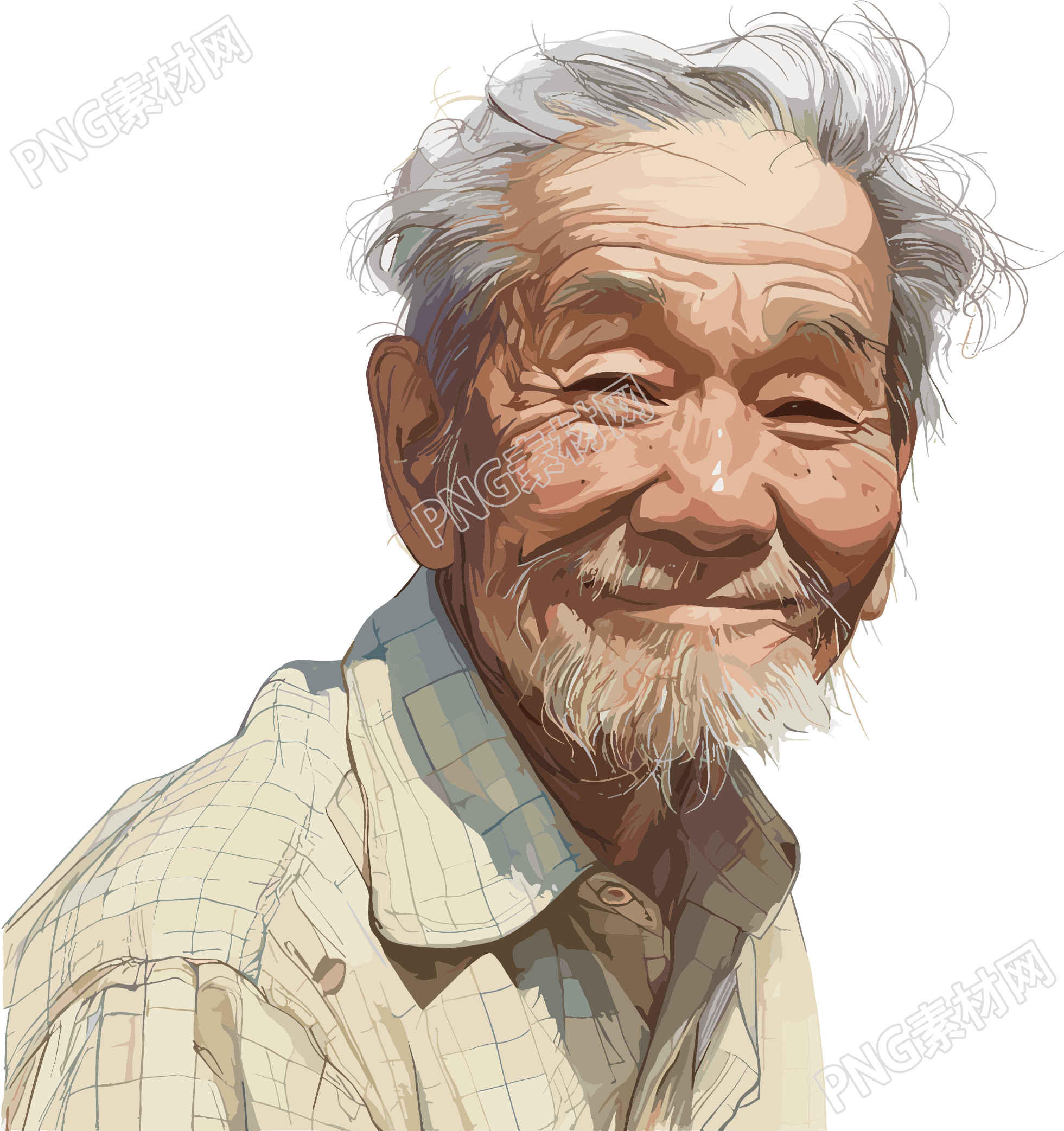 老人老爷爷扁平插画
