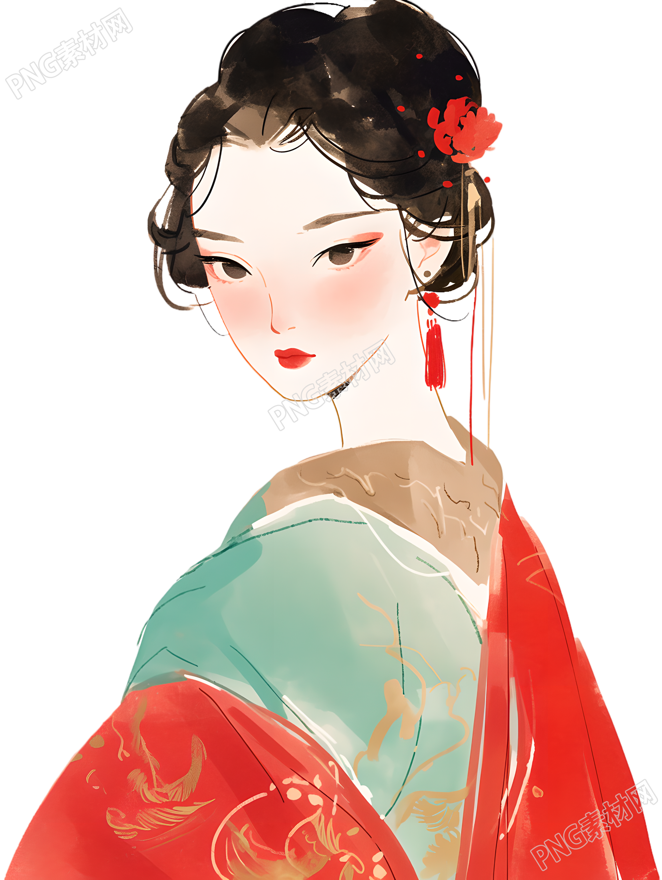 古代美女美丽插画
