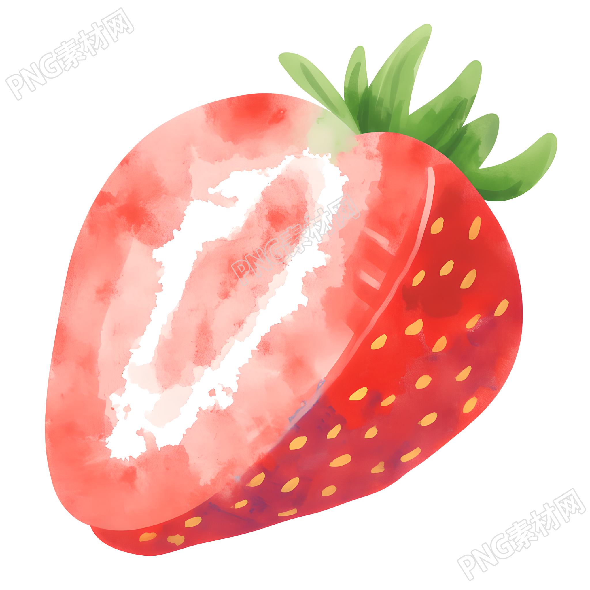 半个草莓插画