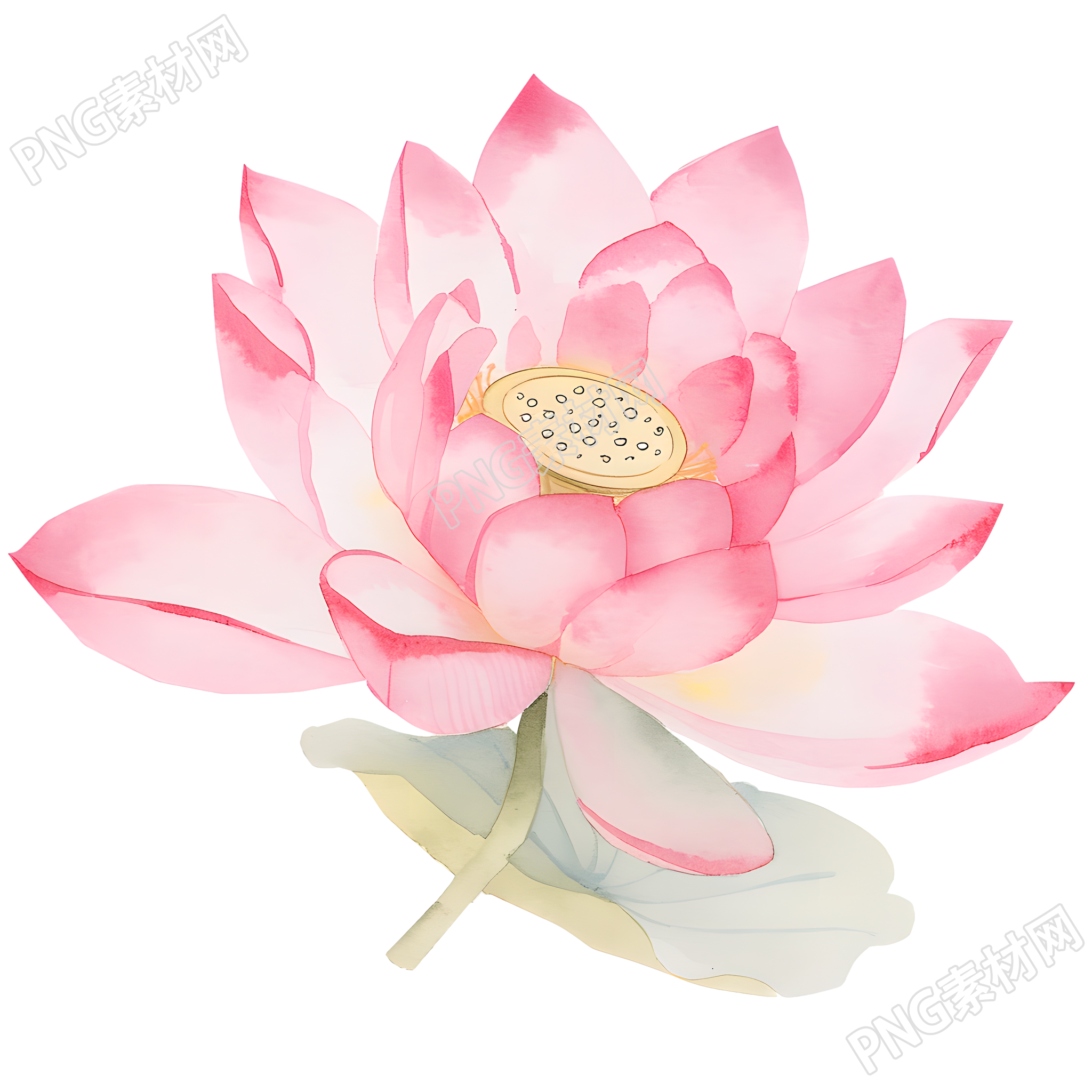 粉色莲花水彩风插画