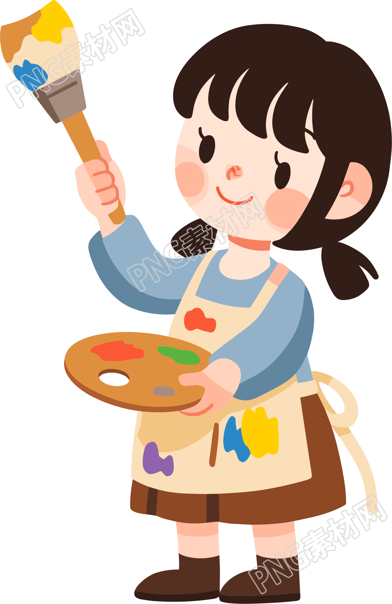 儿童绘画双马尾女孩素材