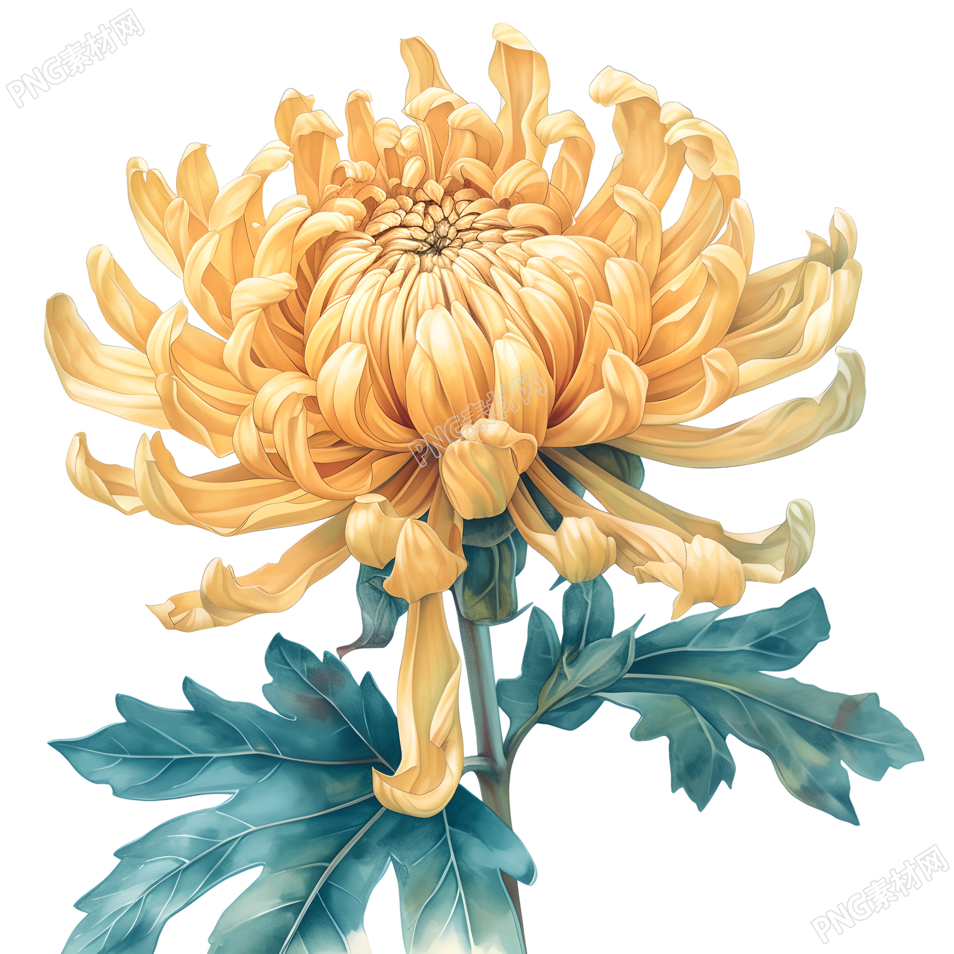黄色菊花彩铅插图