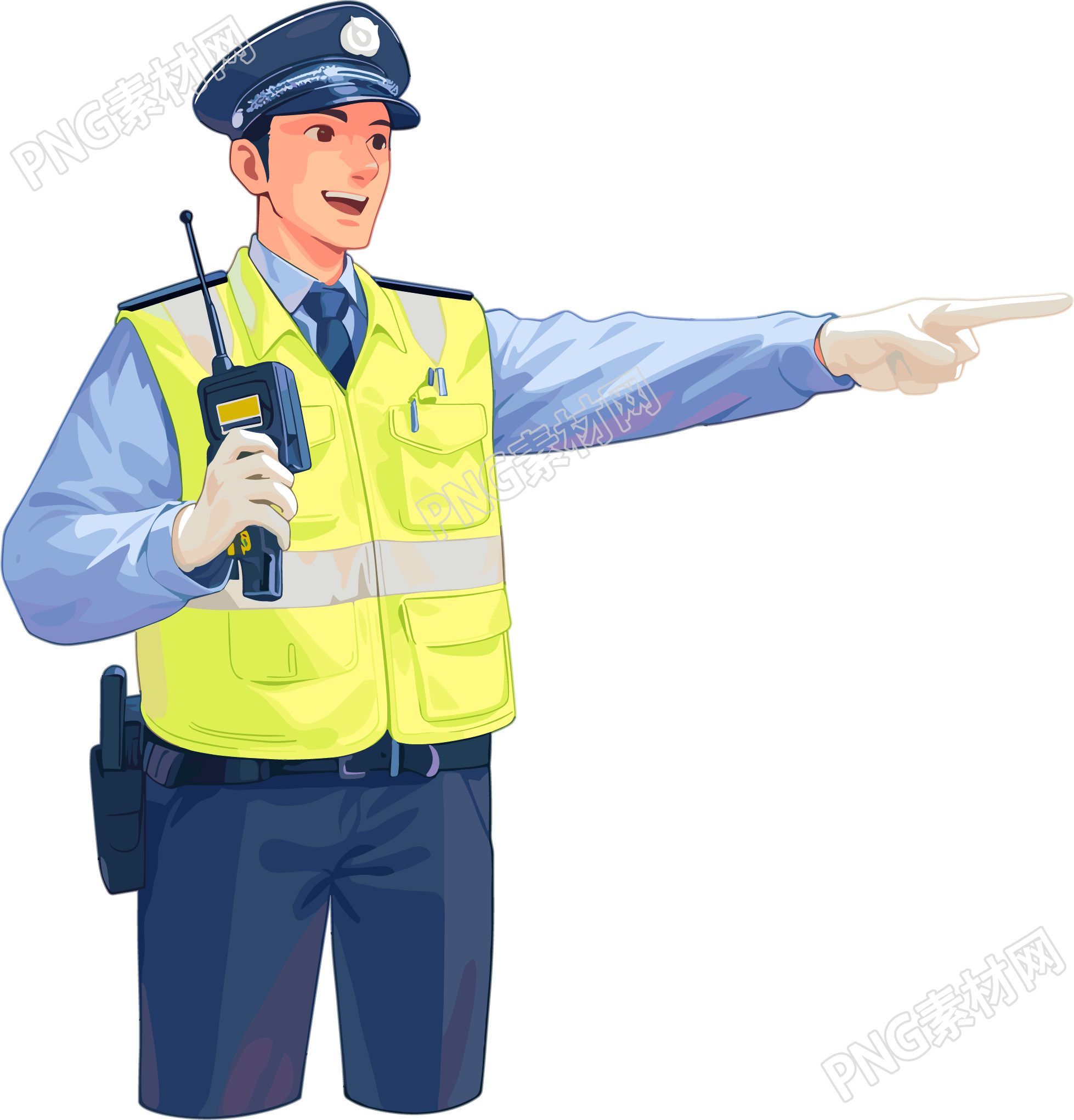 交警指挥交通插画