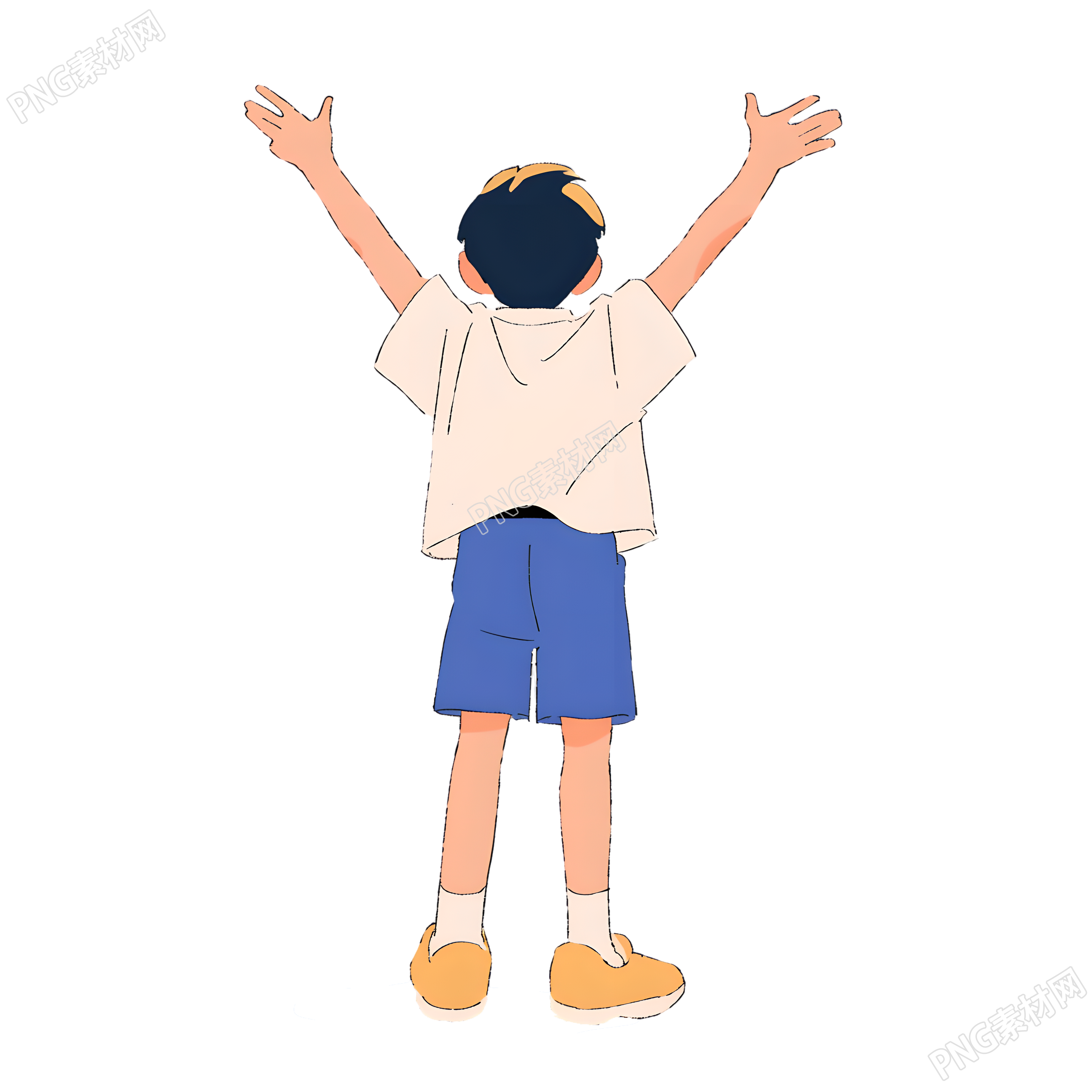 海边旅游男生卡通素材