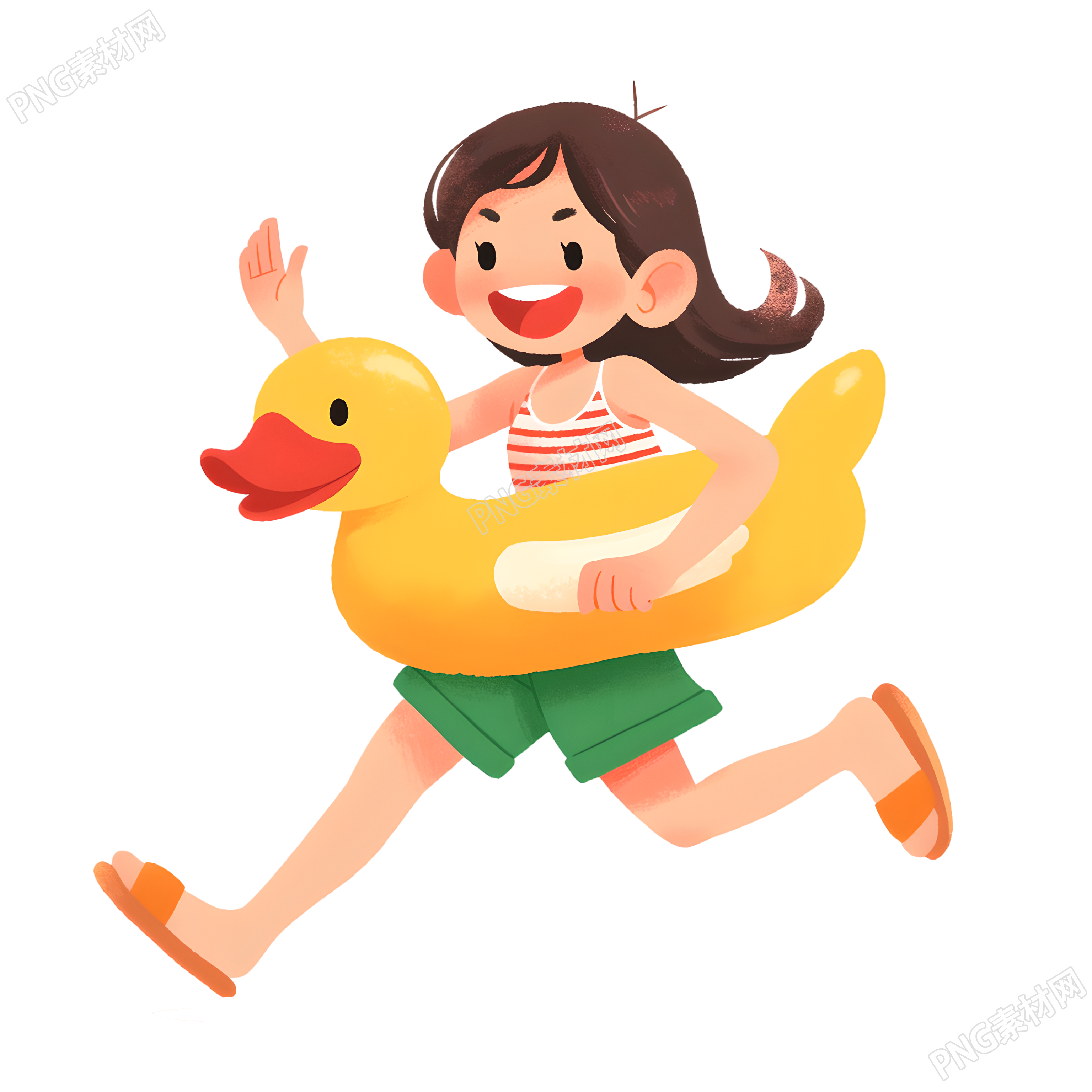 海边旅游游泳女孩素材