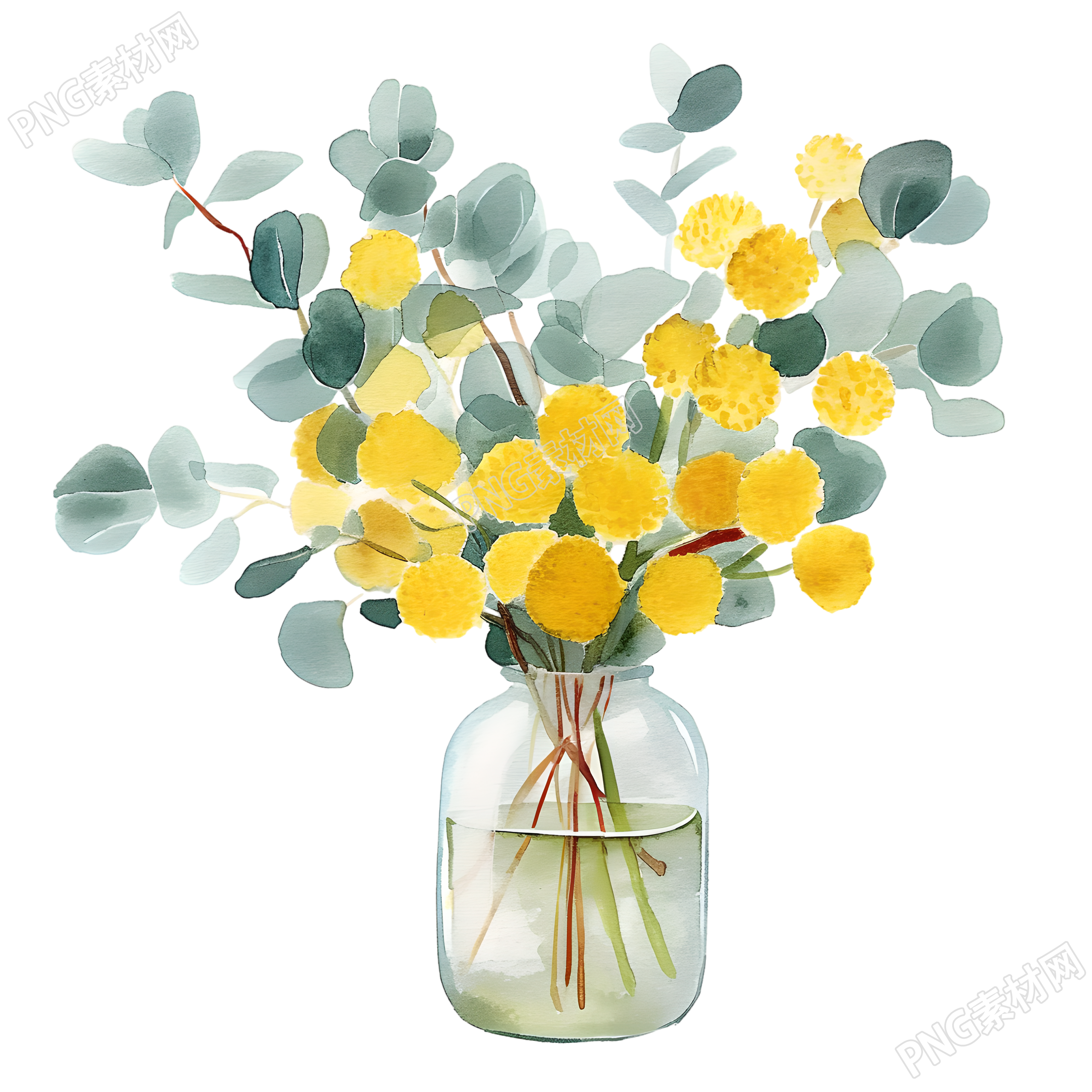 插花儿童水彩素材