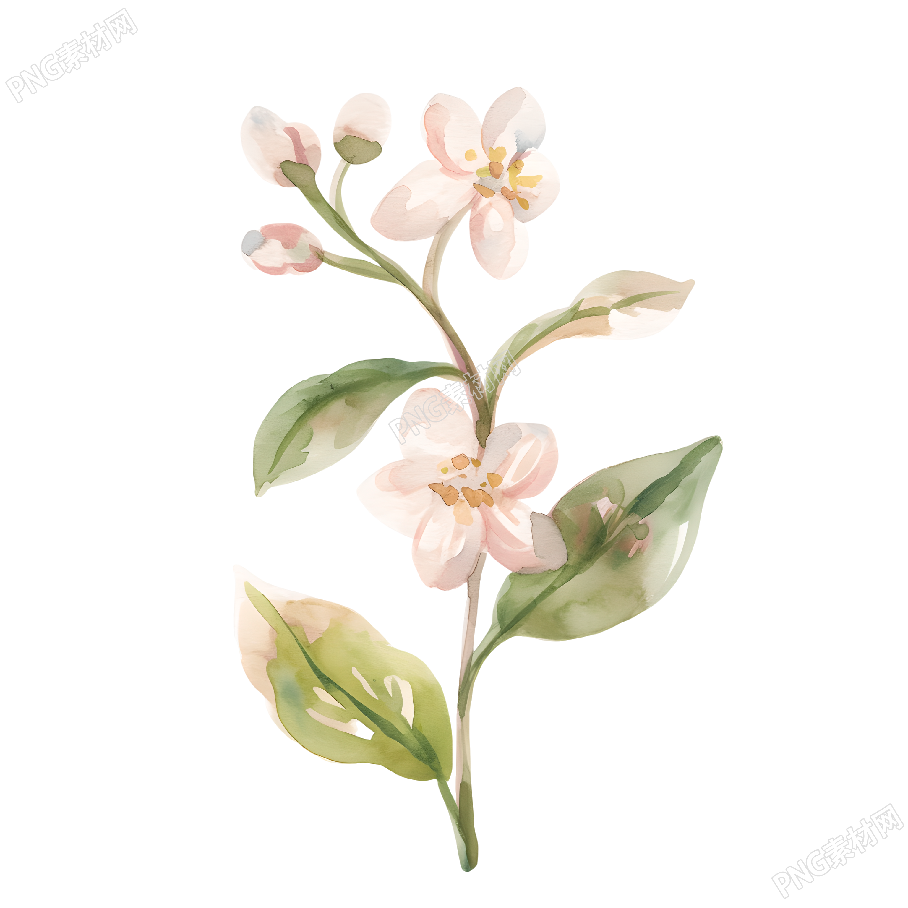 水彩植物装饰小花插画