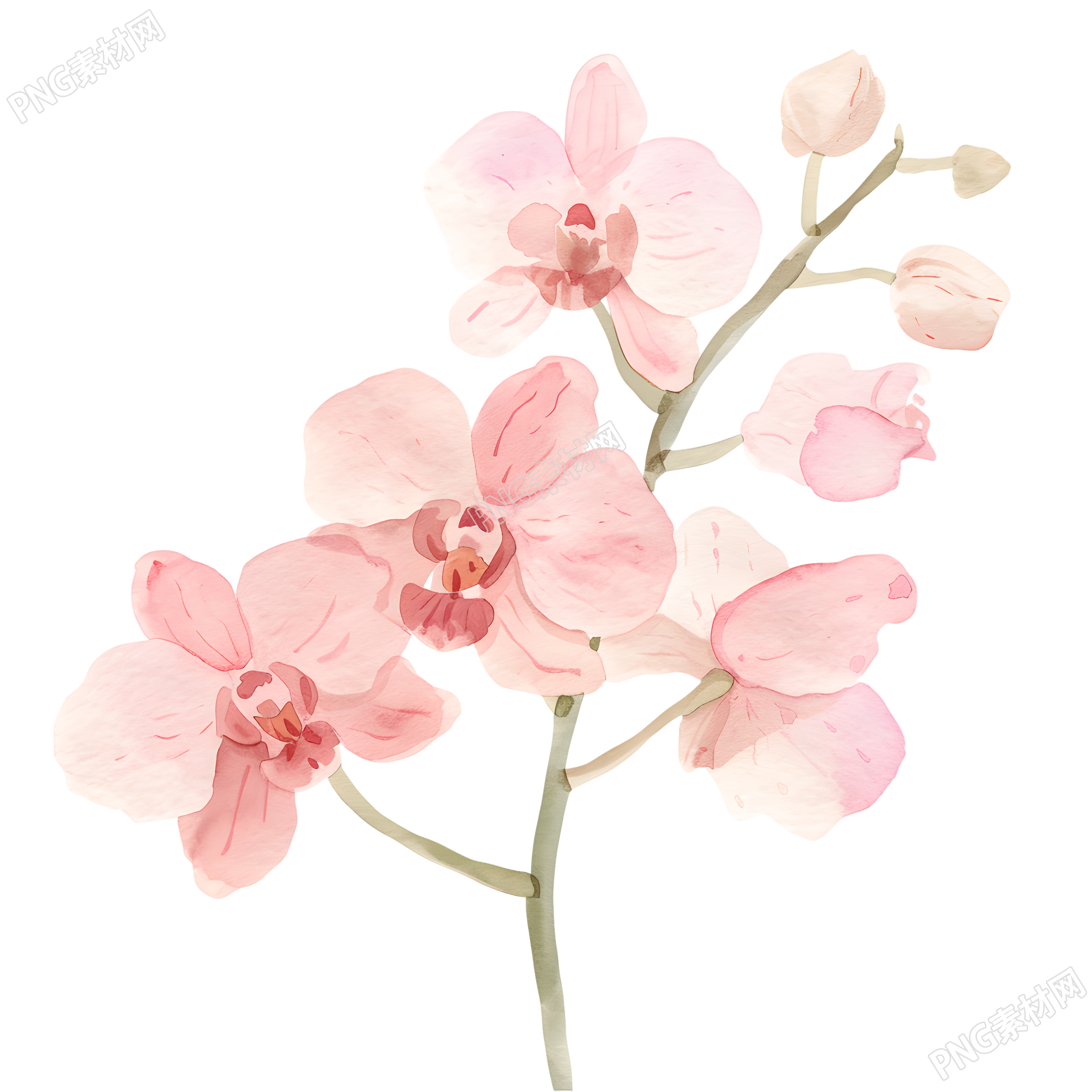 水彩植物兰花插画