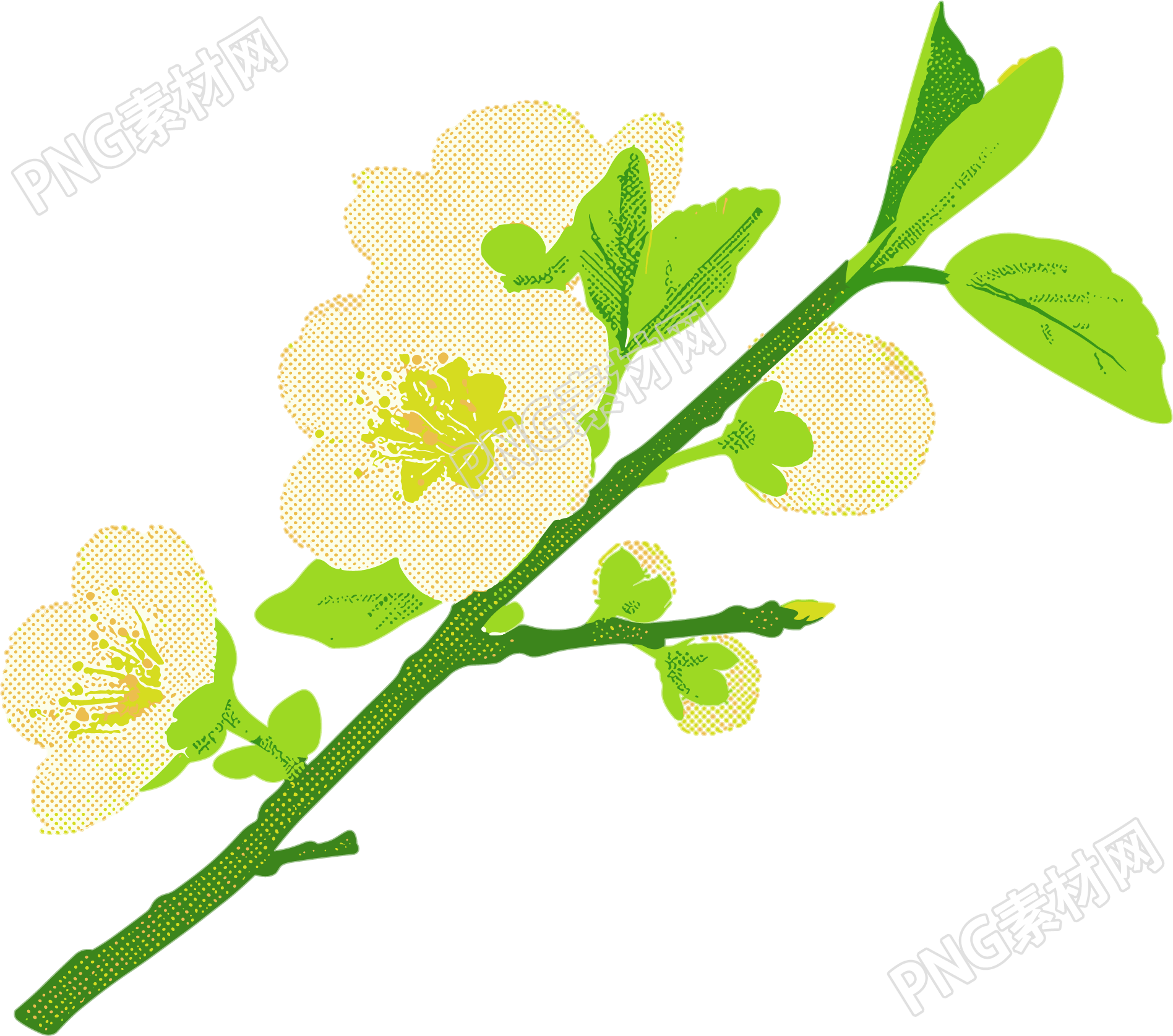 樱花水彩植物元素