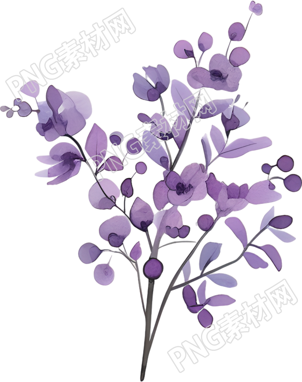 水彩植物唯美元素