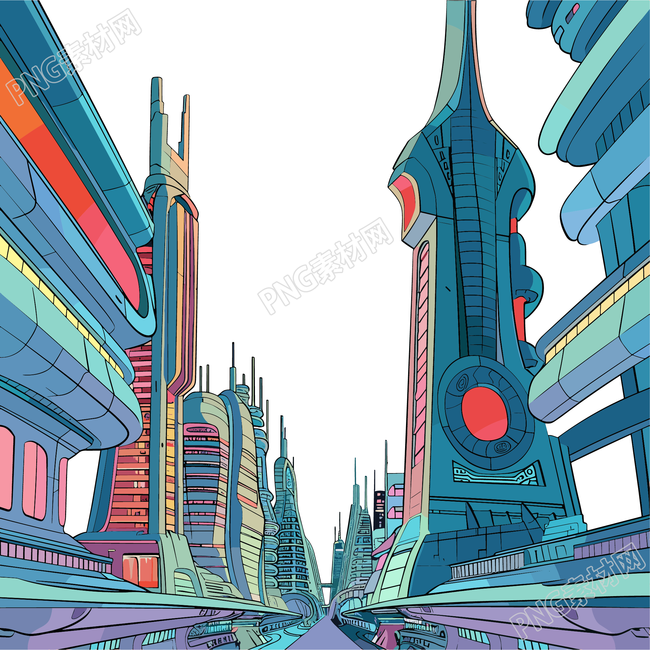 未来城市透明背景素材