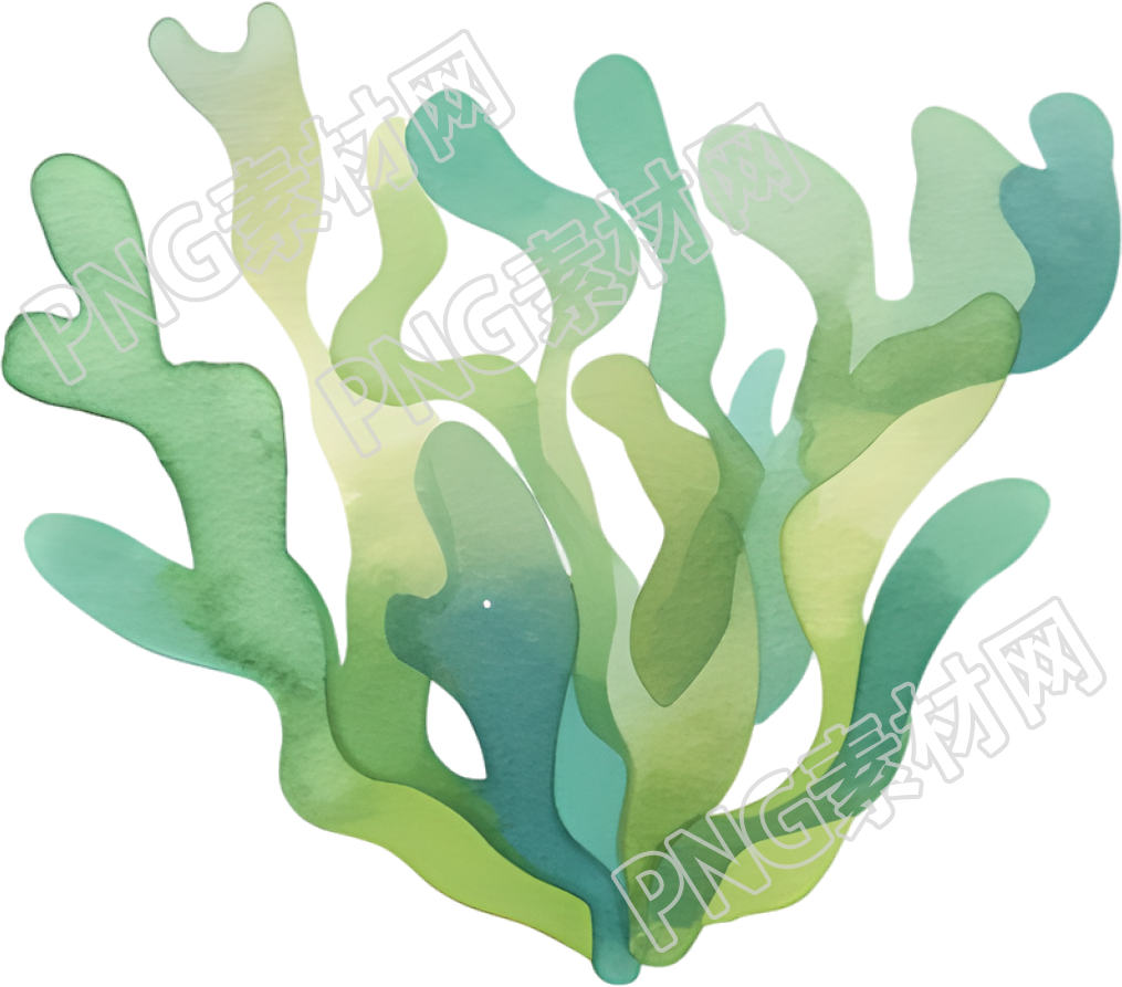 水彩水草创意插图