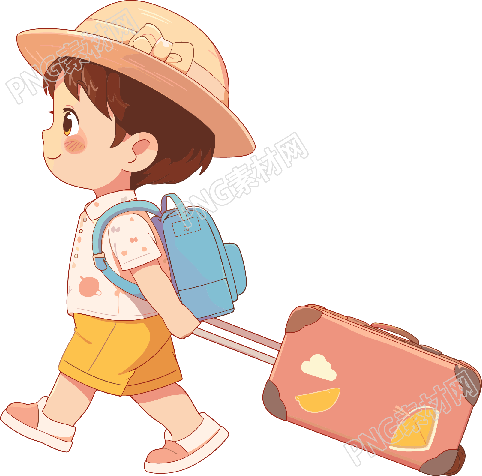 小学生旅游可商用插画