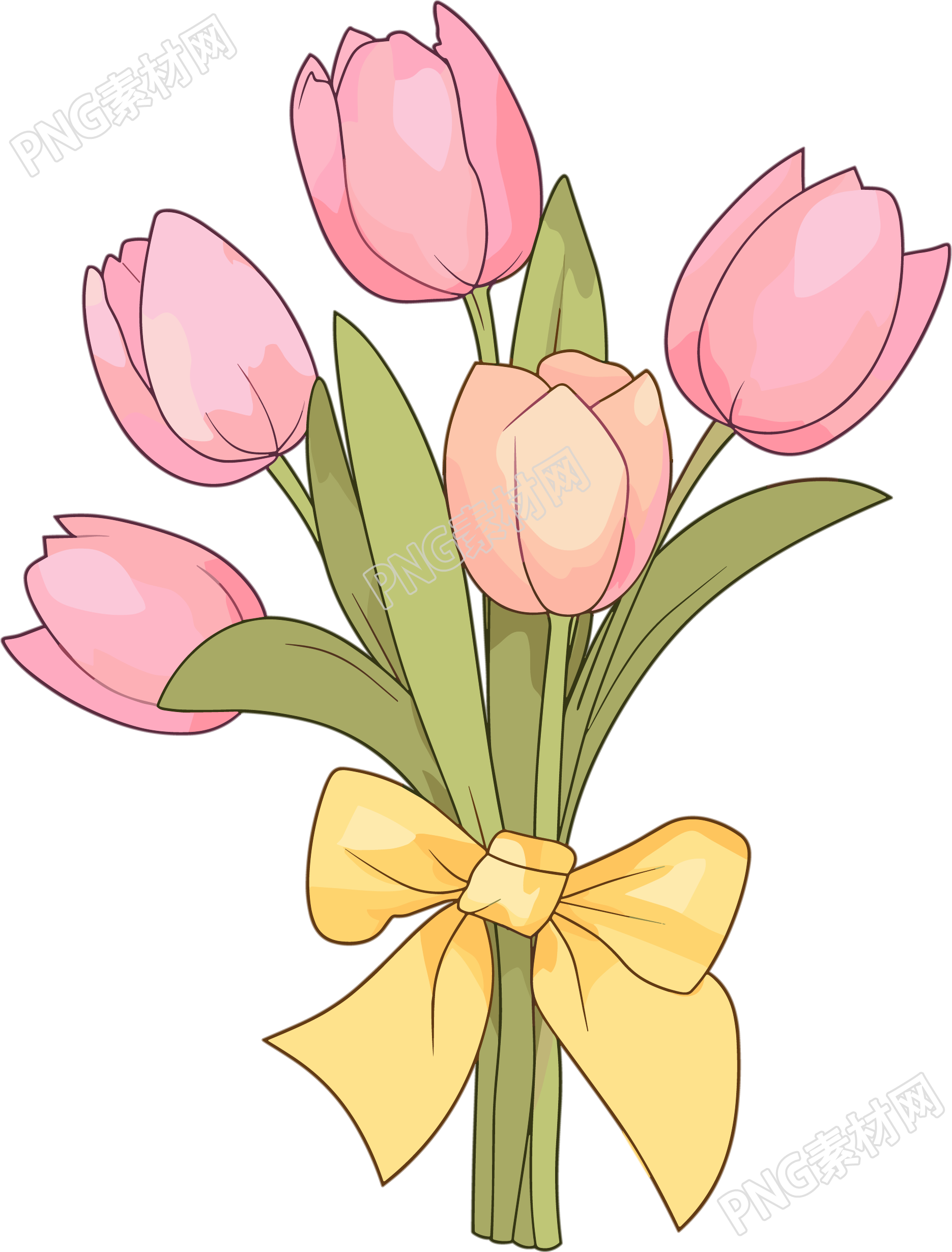 粉色郁金香花束插画