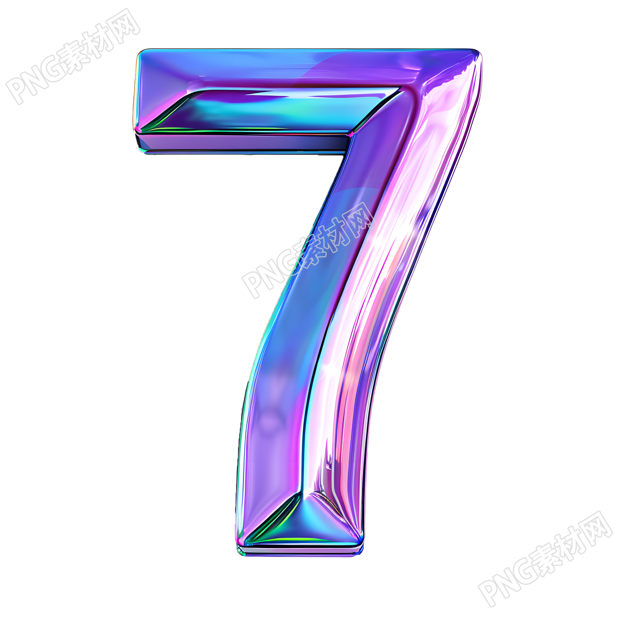 蓝紫色数字7元素