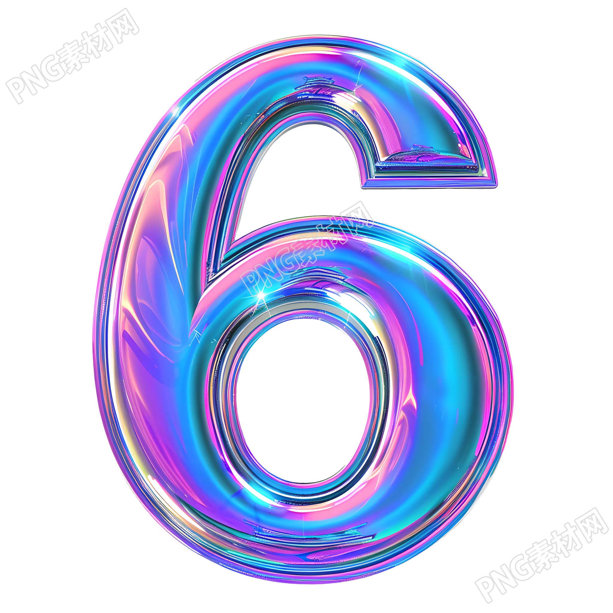 蓝紫色数字6元素