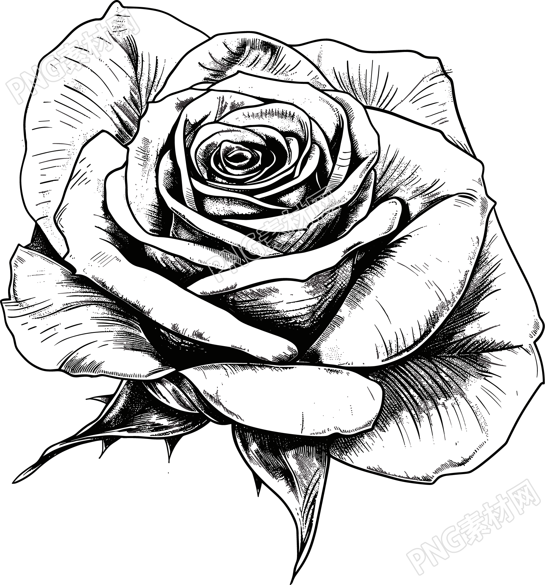 玫瑰花素描素材