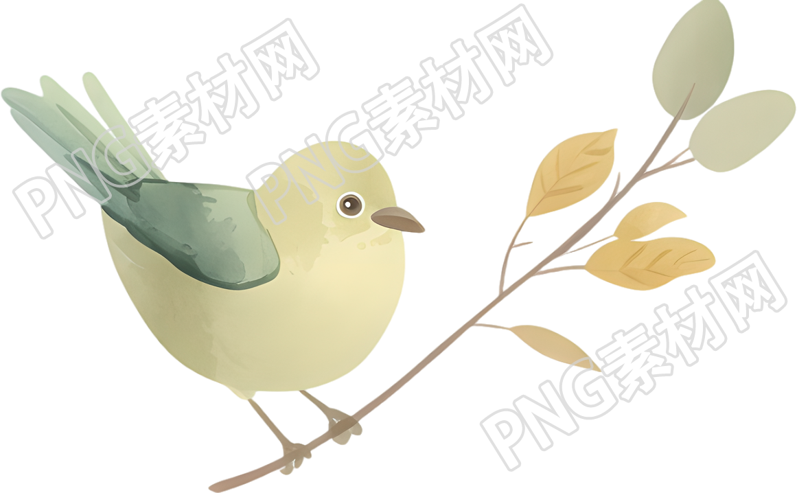 水彩鸟唯美元素
