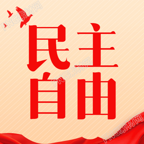 民主自由红色和平白鸽剪影微信公众号次图